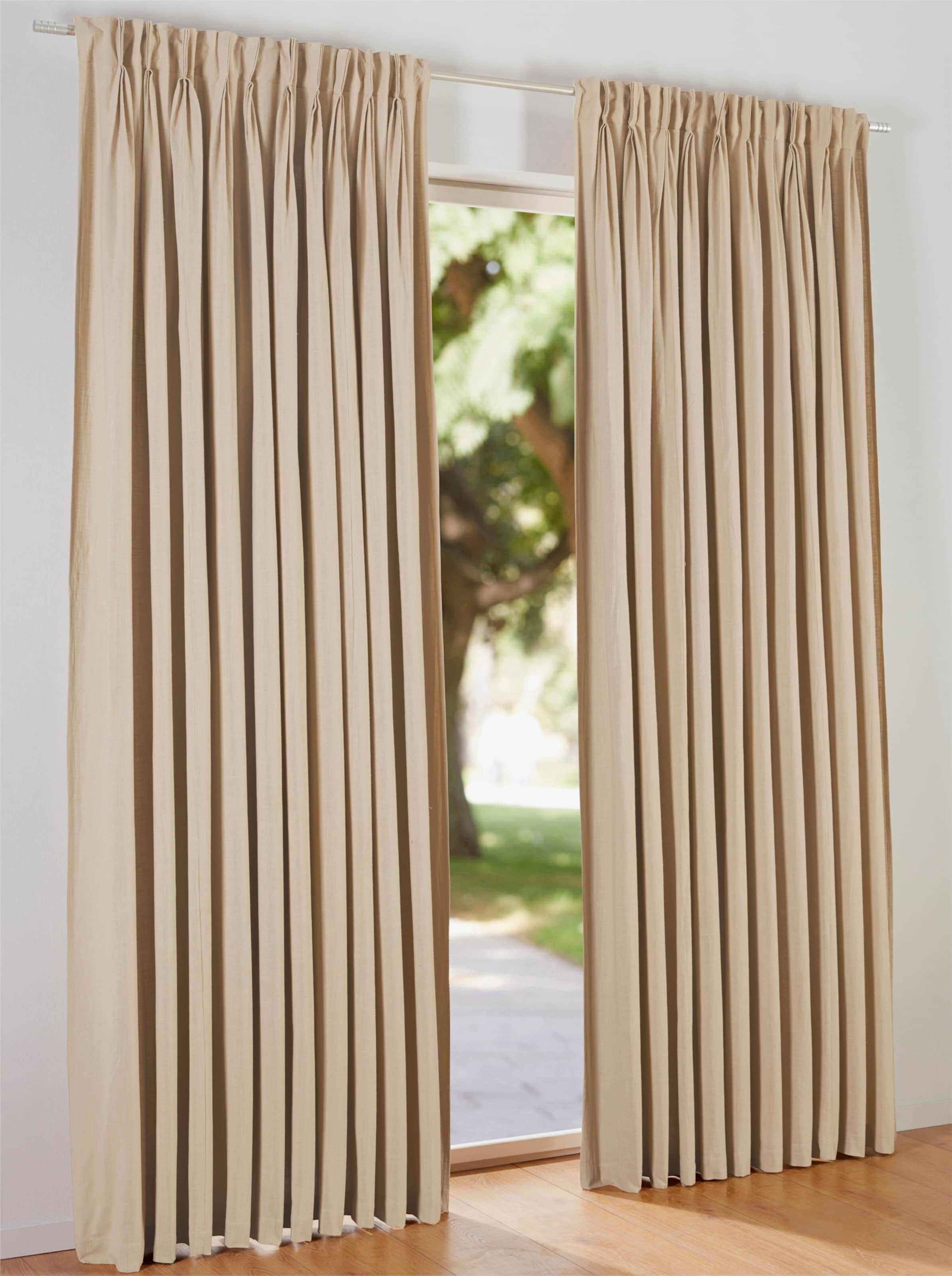 VOILYBIRD Set van 2 lusgordijnen voor woonkamer linnenmix (crème, H 245 x B 140 cm