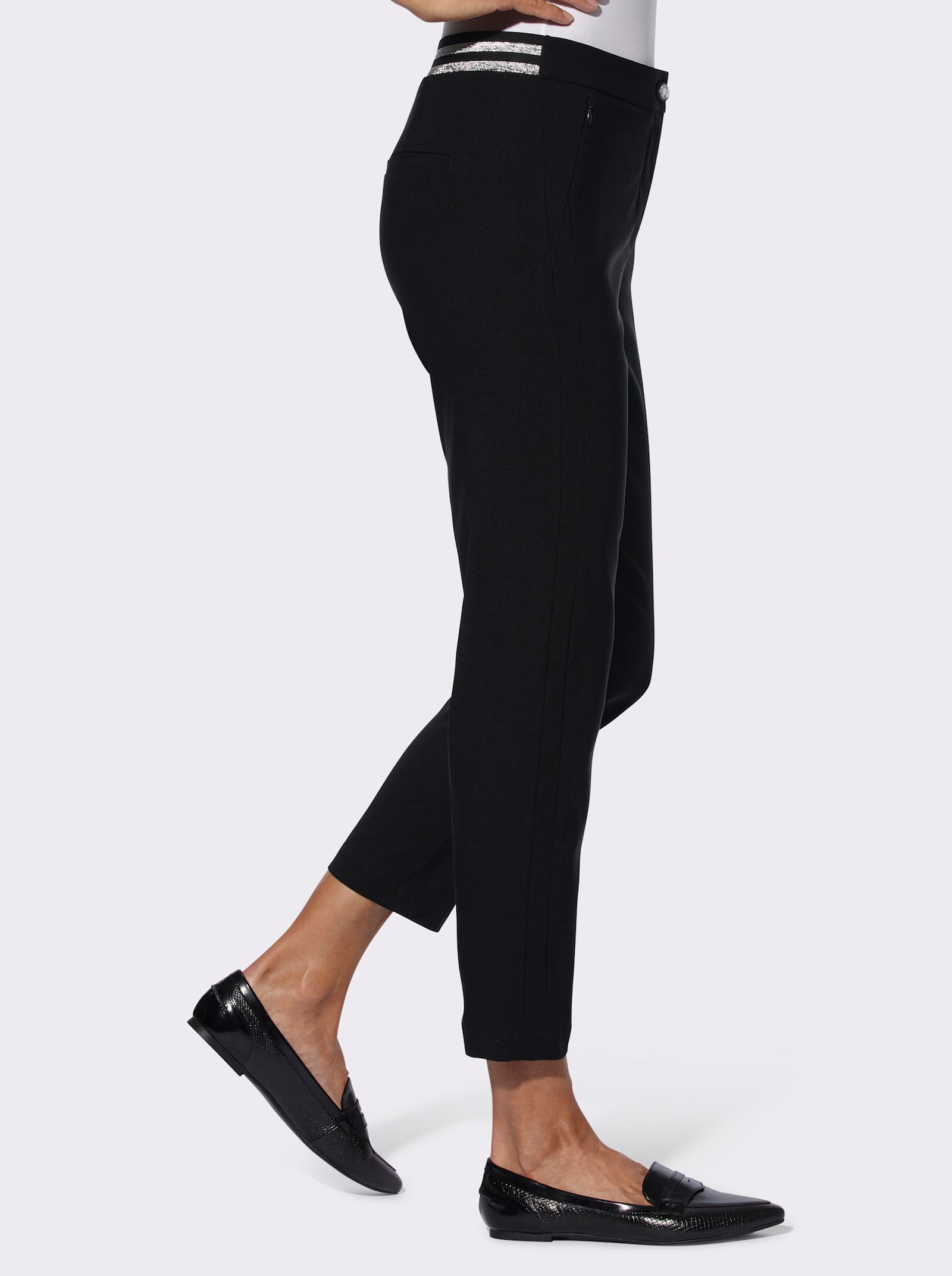 7/8-Hose mit Glitzerknopf - schwarz