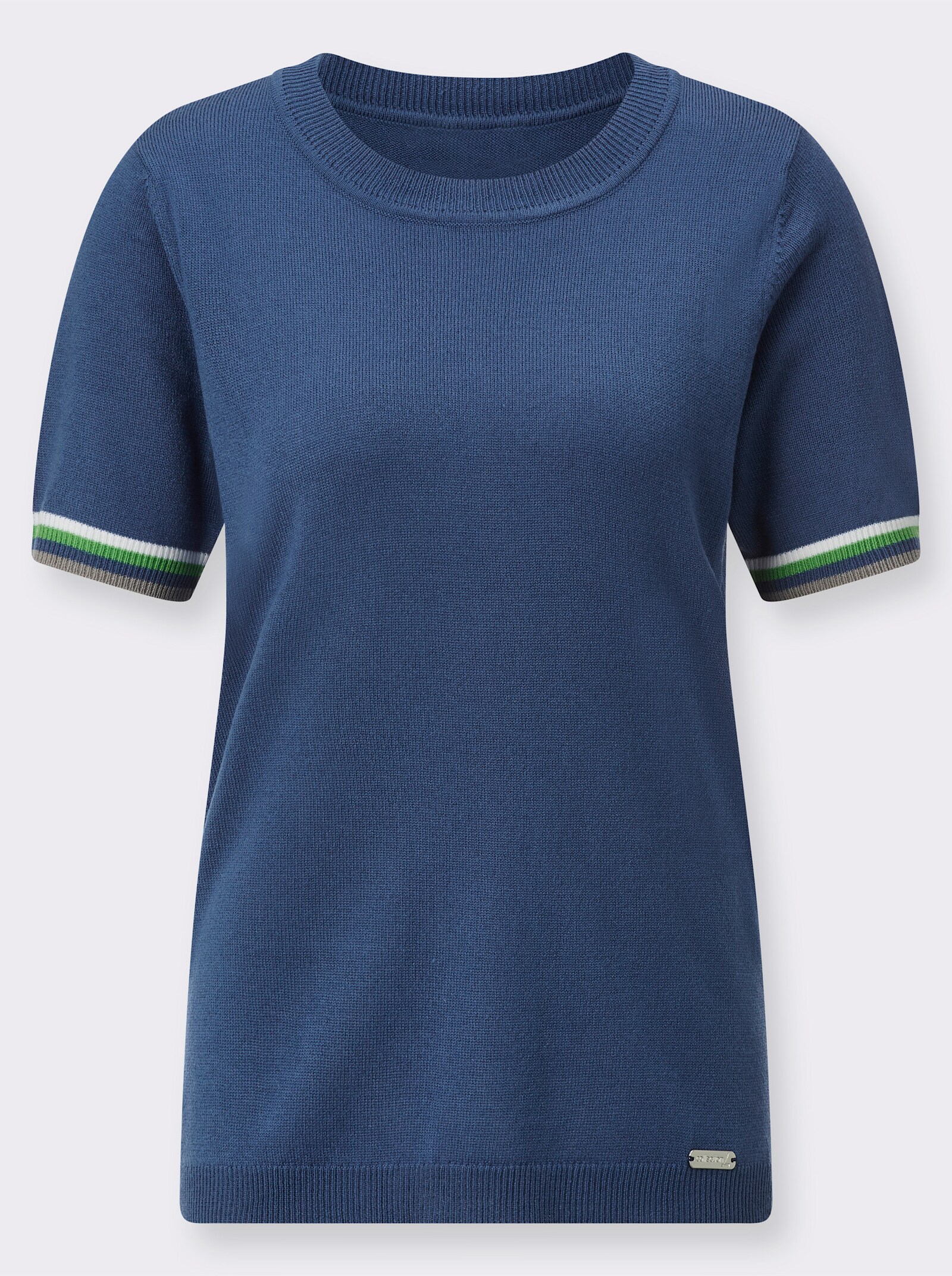 Pullover met ronde hals en strepen - jeansblauw/wit gestreept