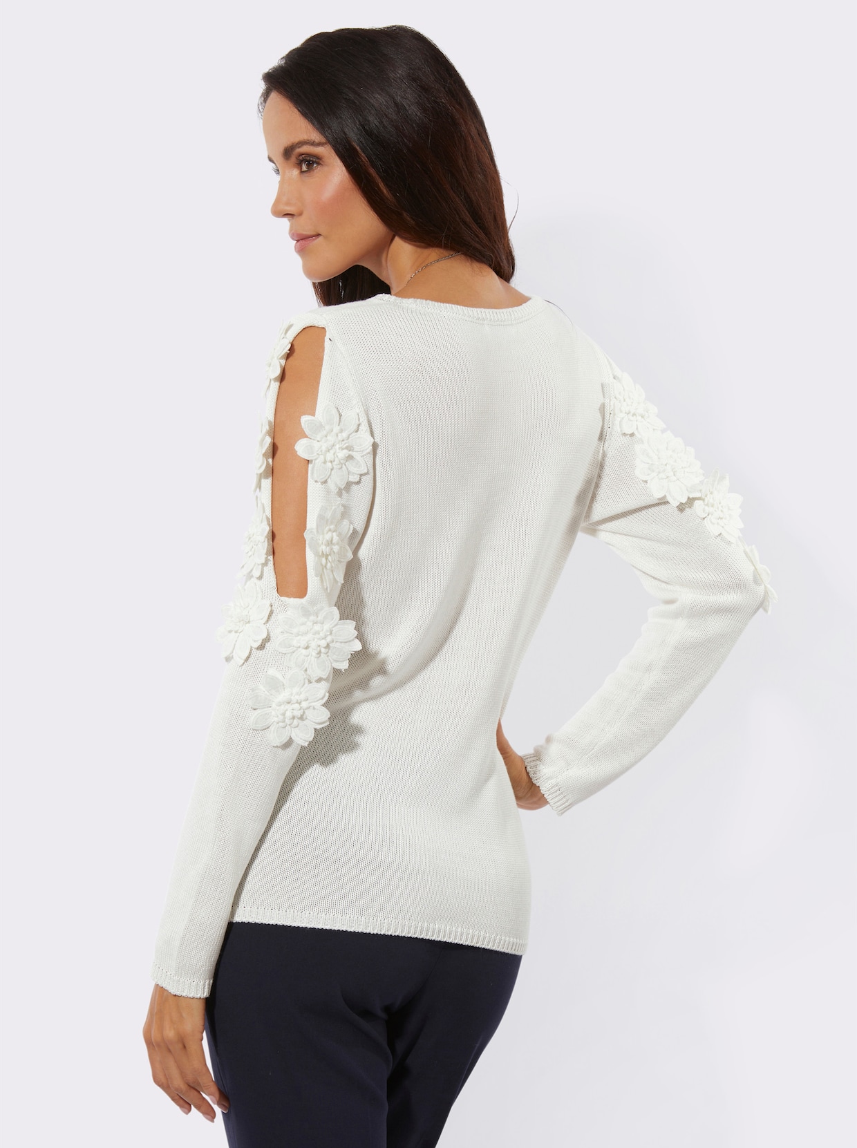 Langarm-Pullover - ecru