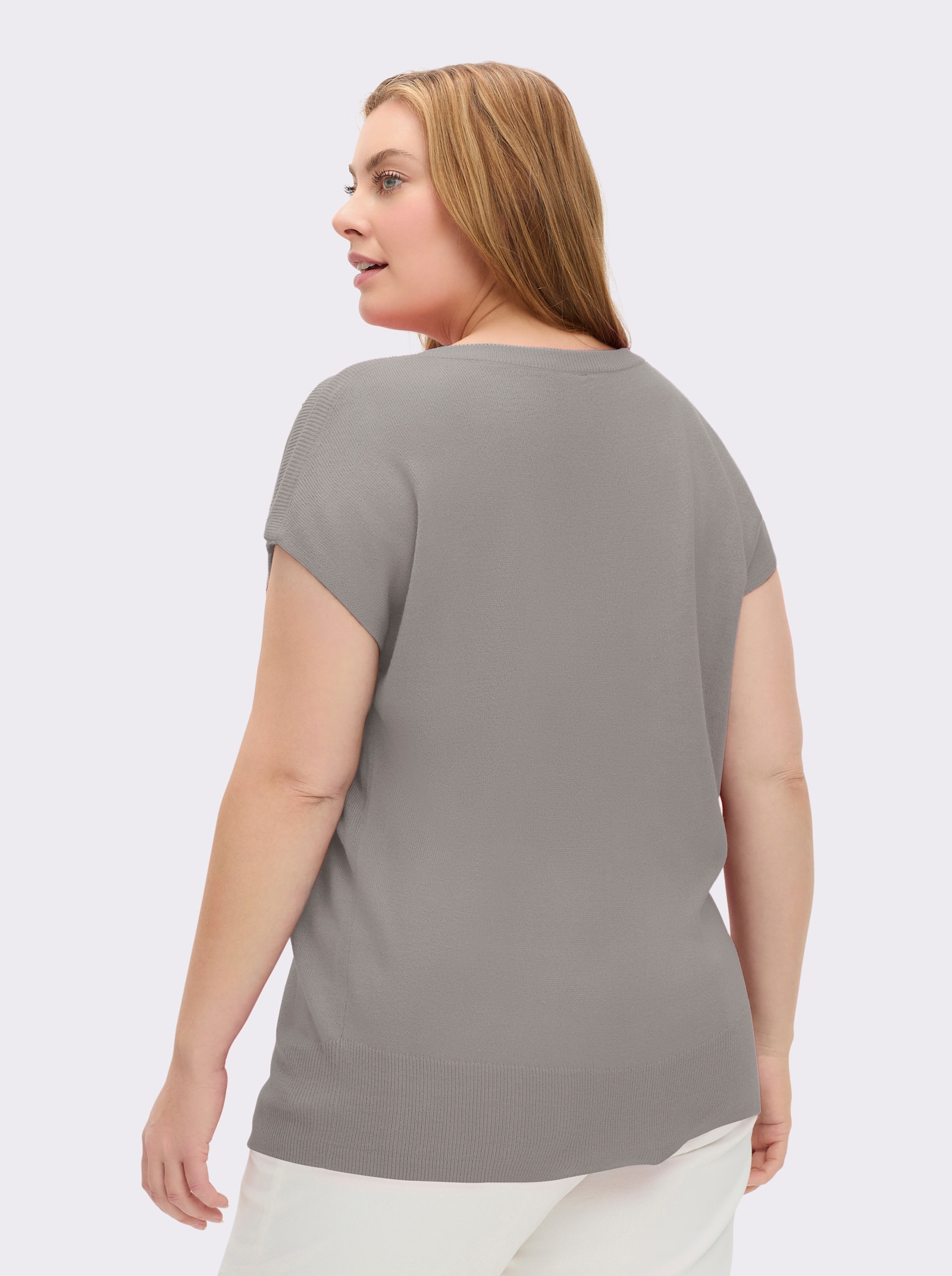 Pullunder mit U-Boot-Ausschnitt - steingrau