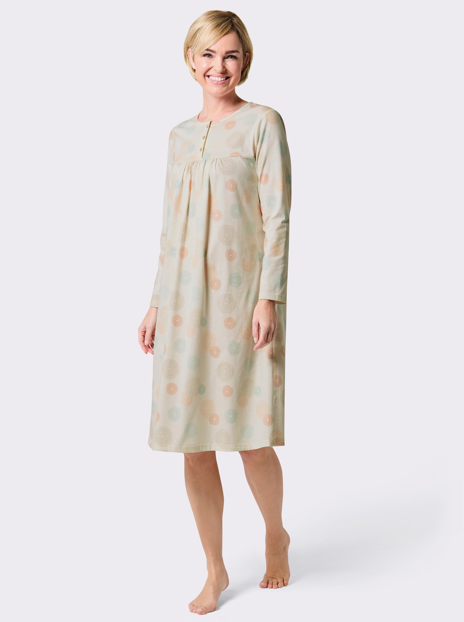 wäschepur Nachthemd bedruckt - champagner-sand-bedruckt