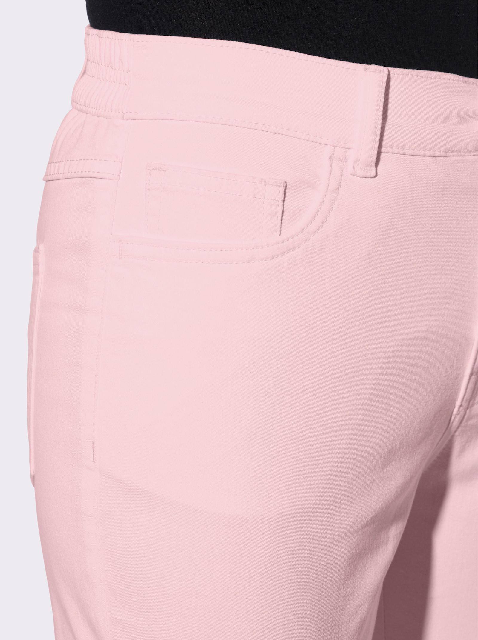 Jeans in verkürzter Form, Dehnbund - hellrosé