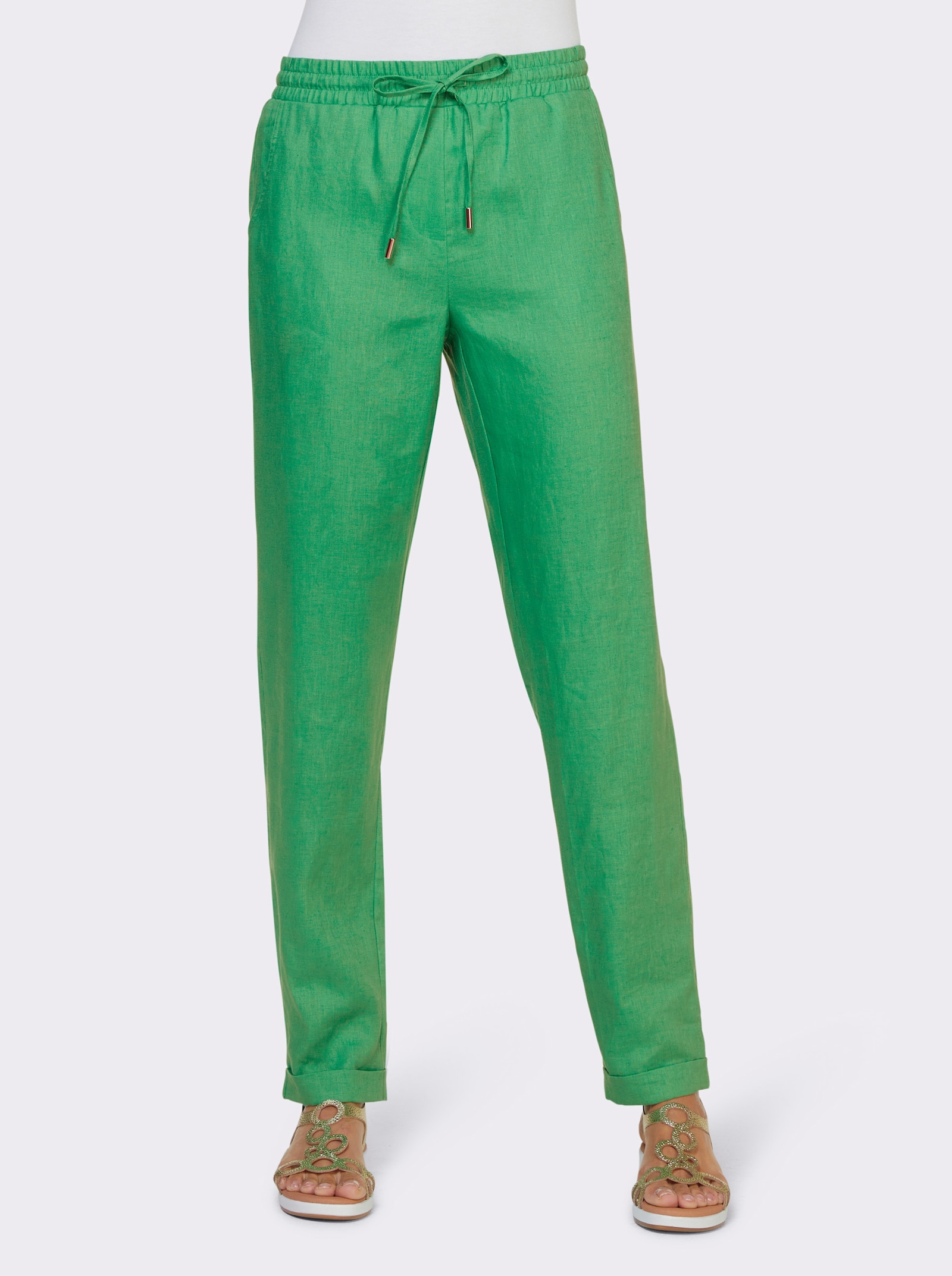 heine Pantalon en lin à la coupe carotte - vert pomme