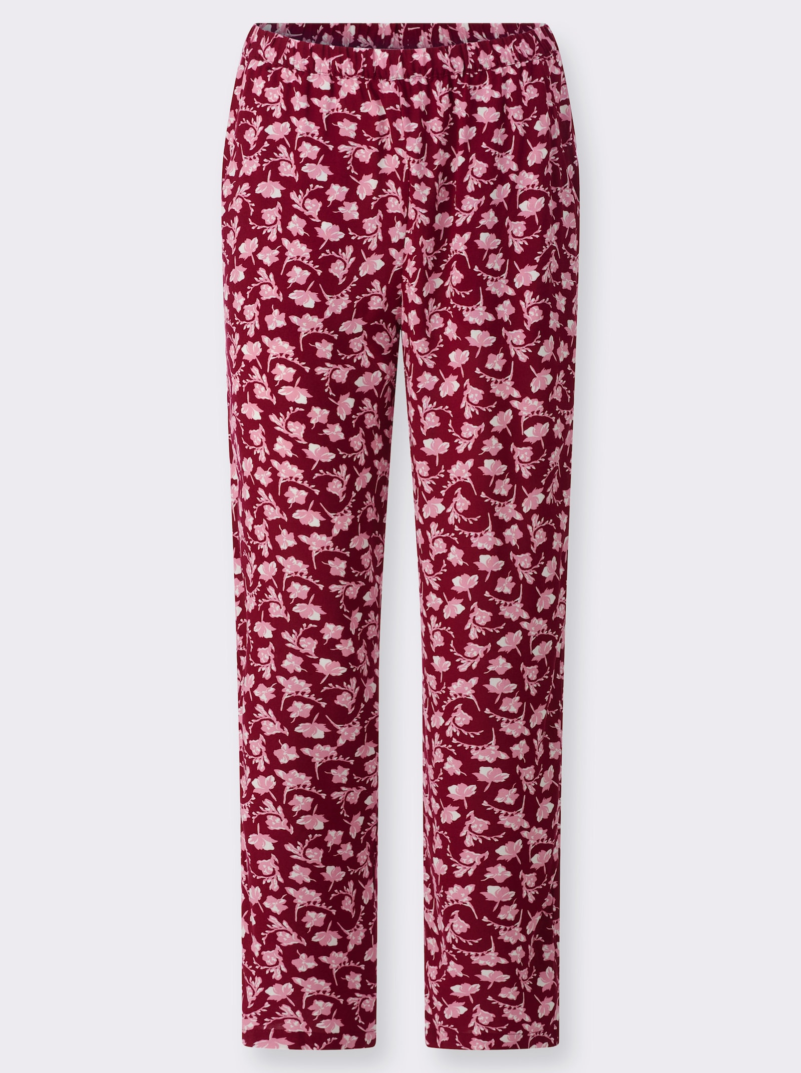 Comfortbroek - bordeaux/wit bedrukt