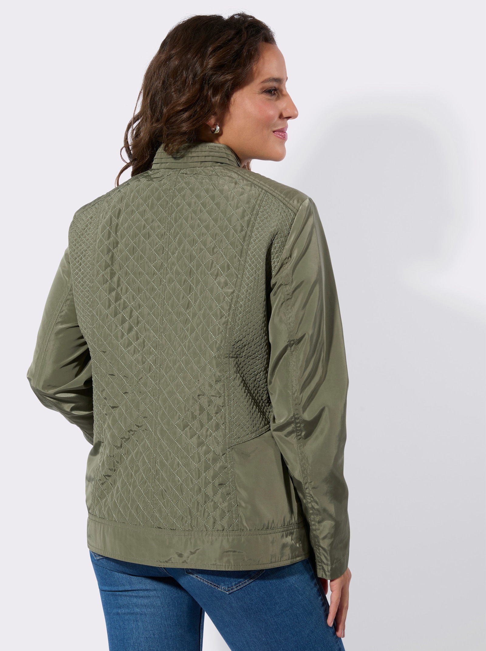 Steppjacke mit verdeckten Reißverschluss-Taschen - khaki