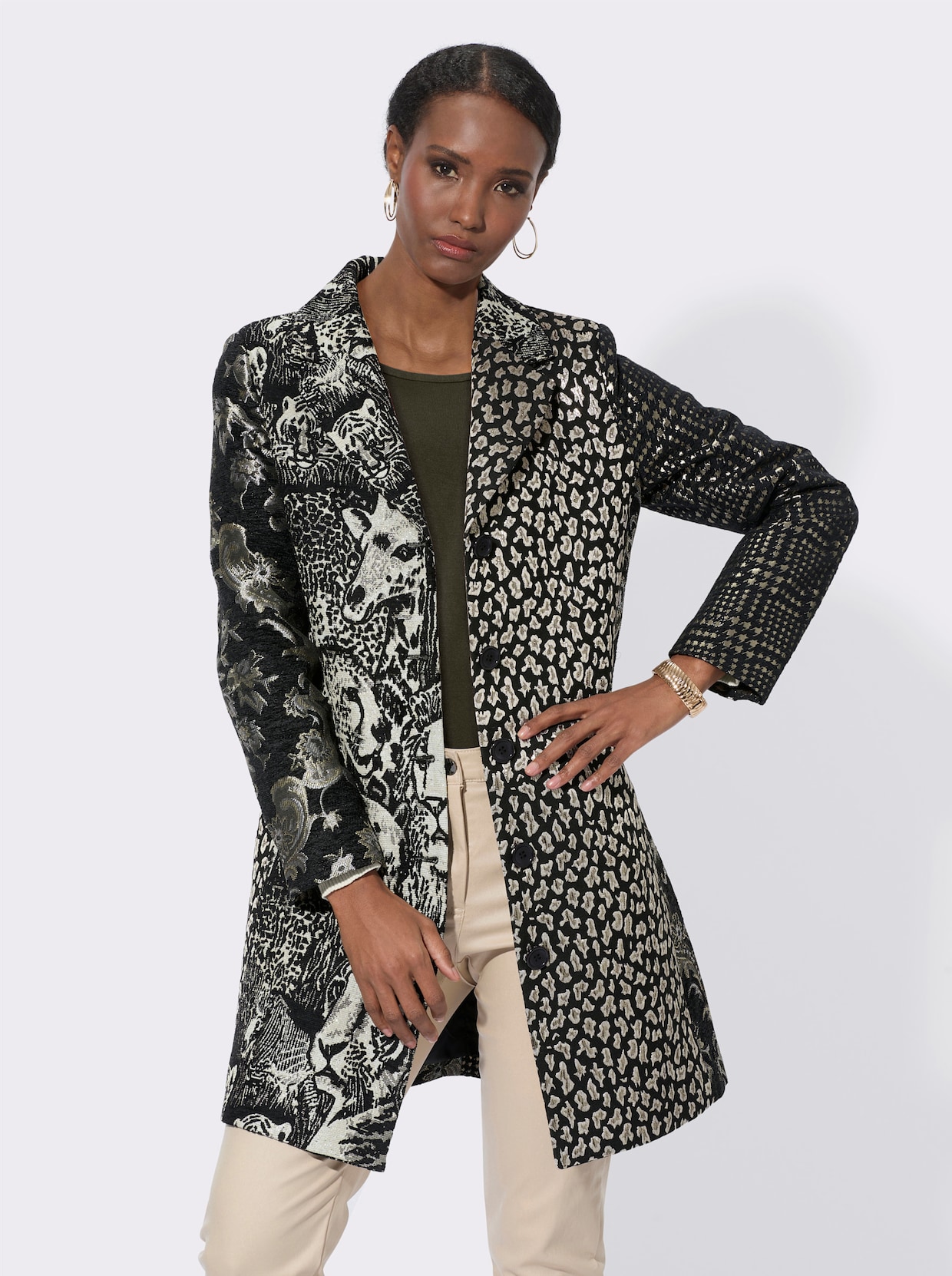 Mainpol Jacquardblazer - zwart/zand