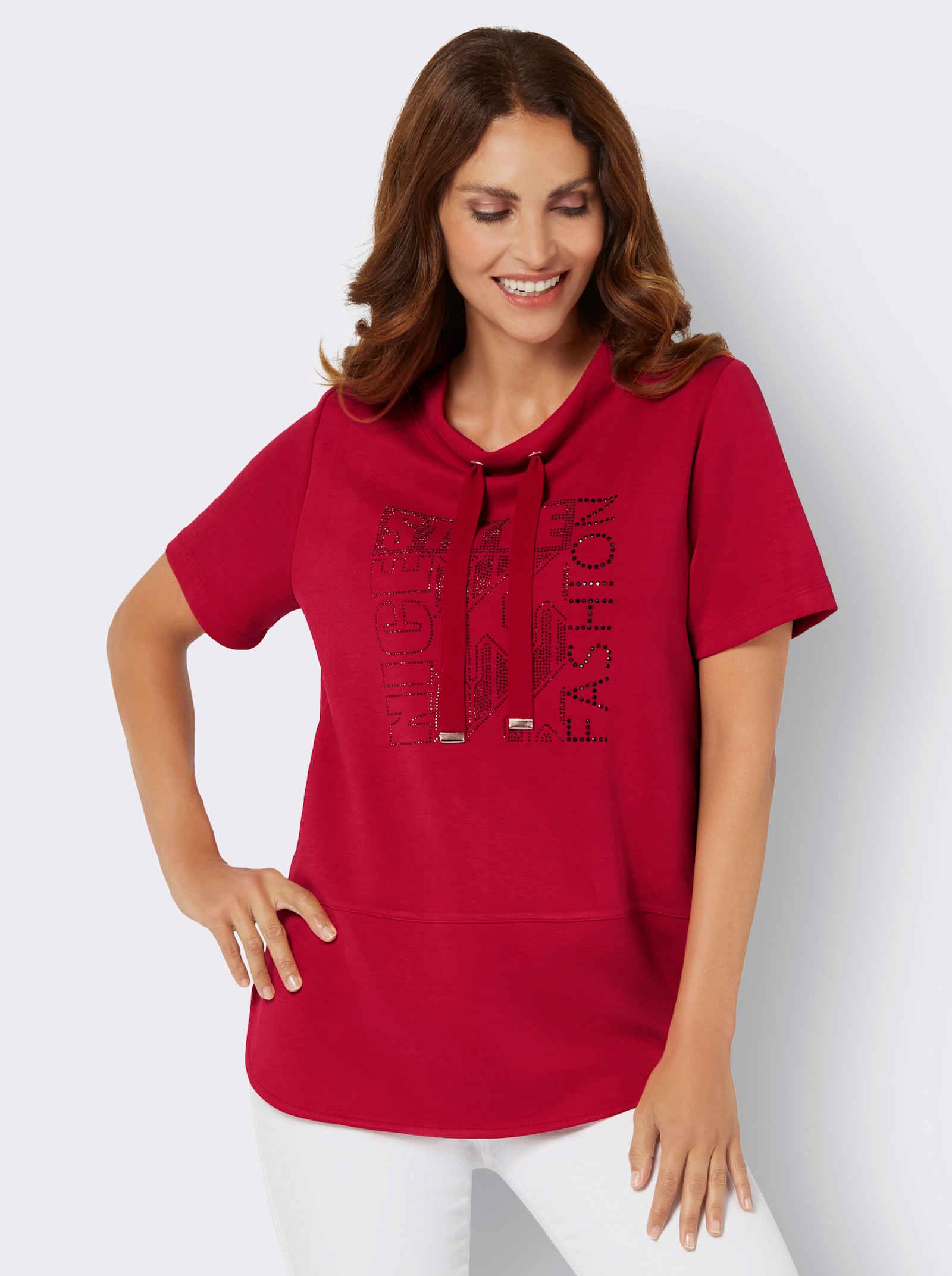 Sweatshirt mit Seitenschlitzen - rot