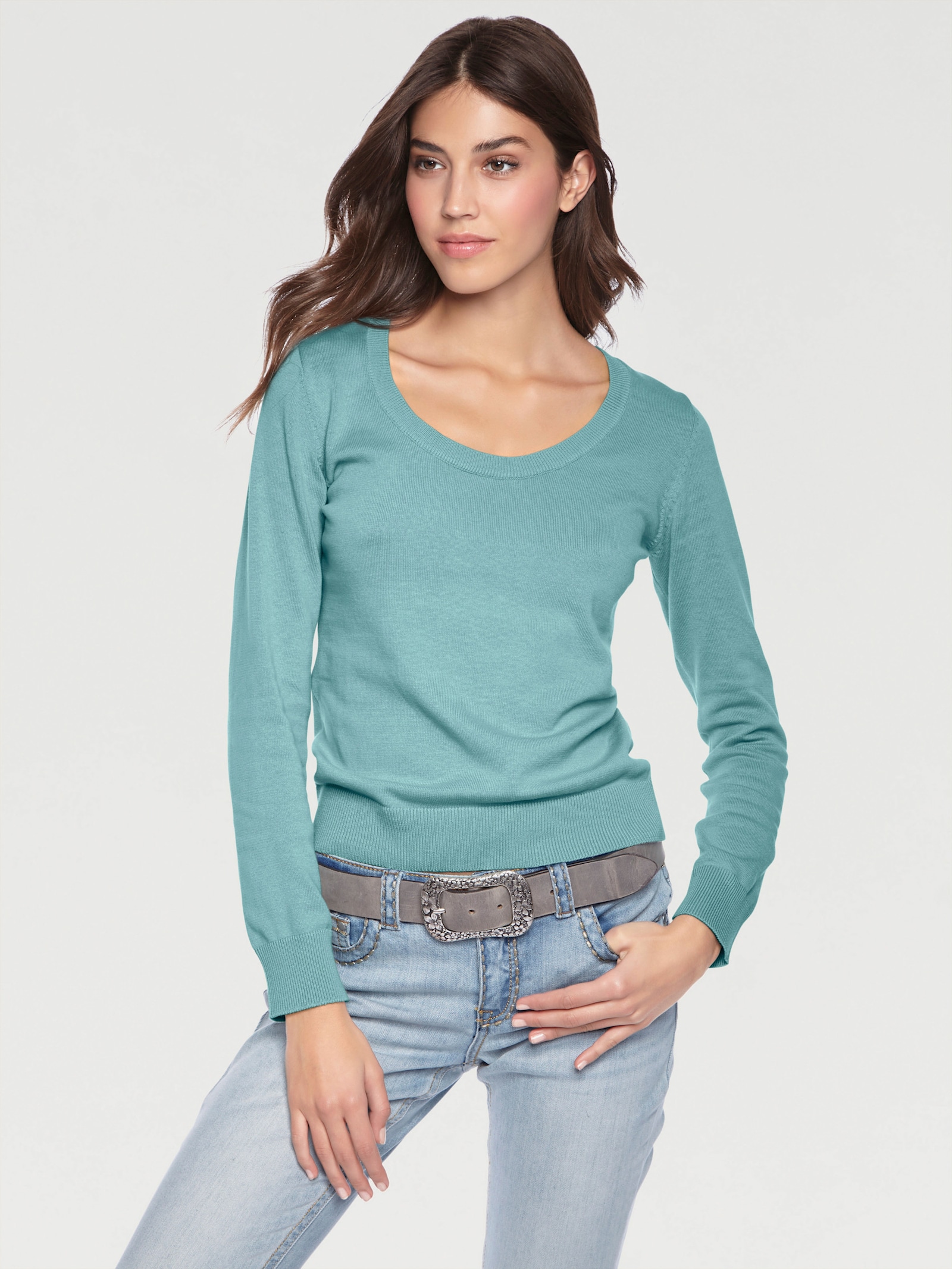 heine Rundhalspullover aus Feinstrick - aqua