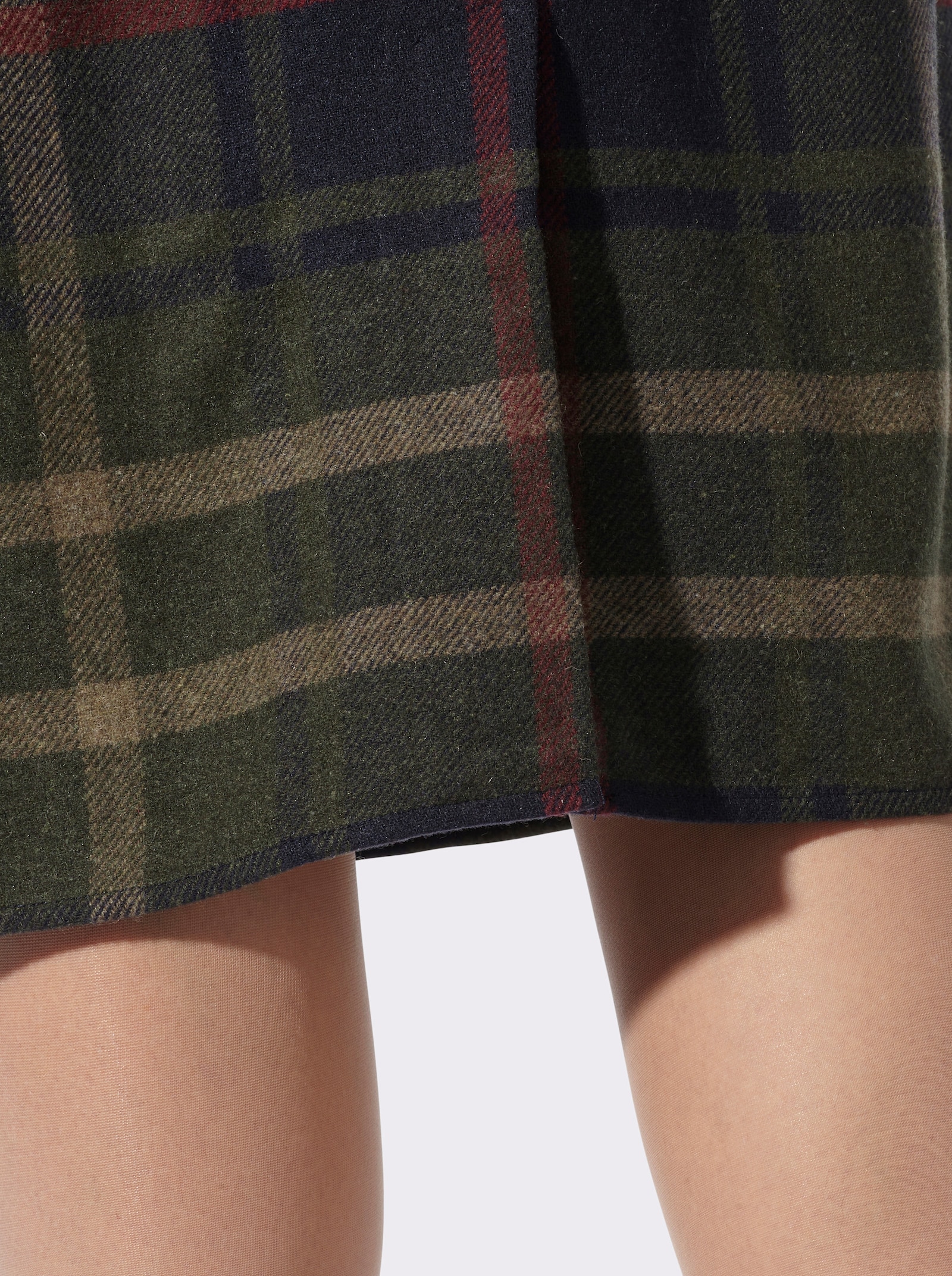 heine Karorock in Wickel-Optik - moos-marine-kariert