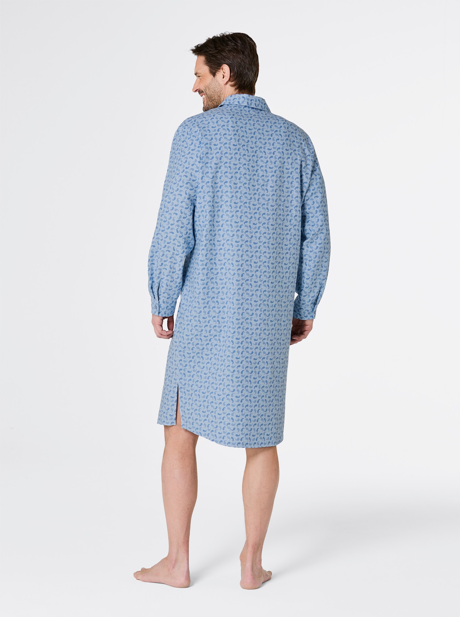 KINGsCLUB Nachthemd in Finette-Qualität - hellblau-gemustert