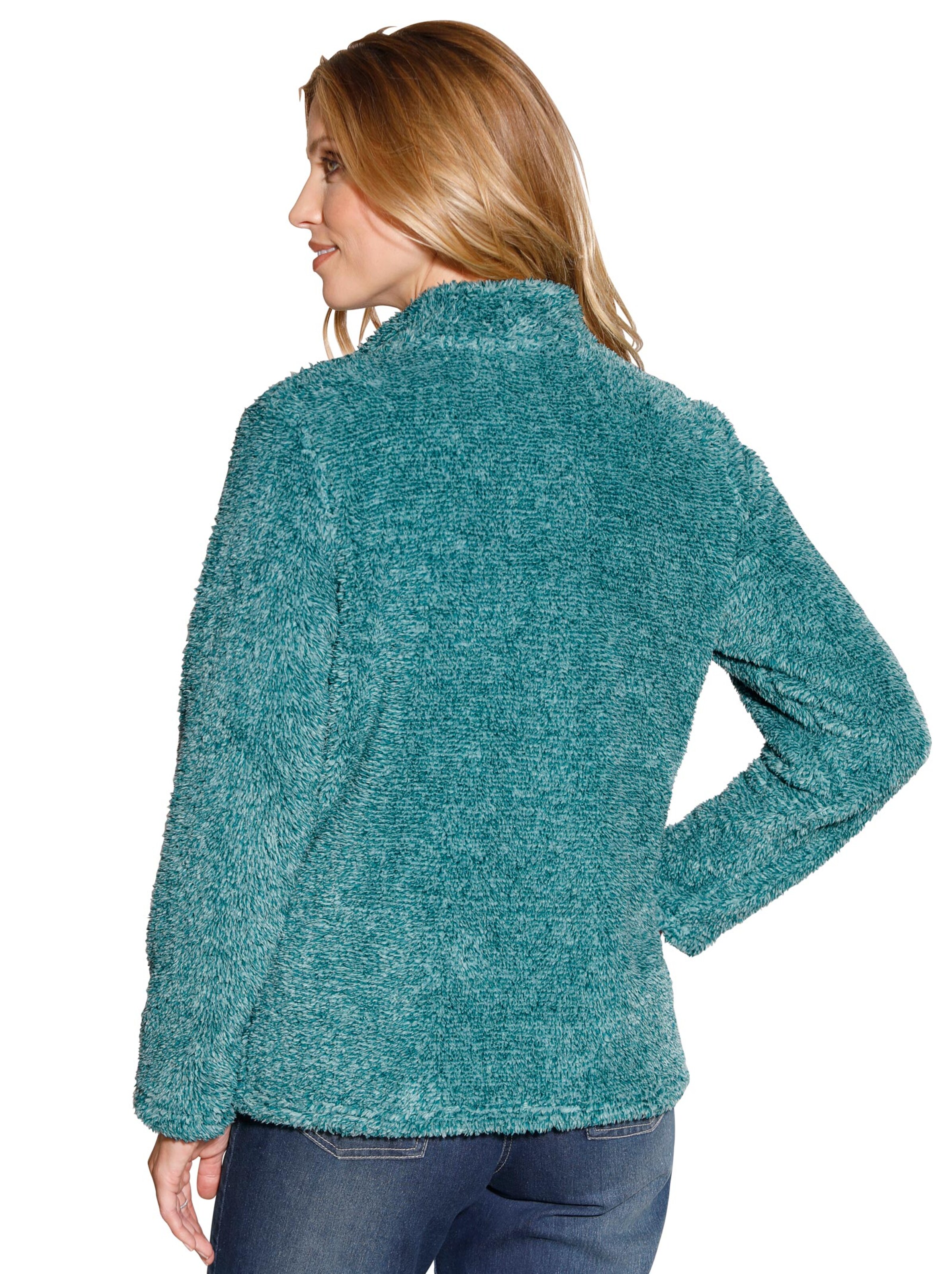 Fleece-Jacke - petrol-meliert