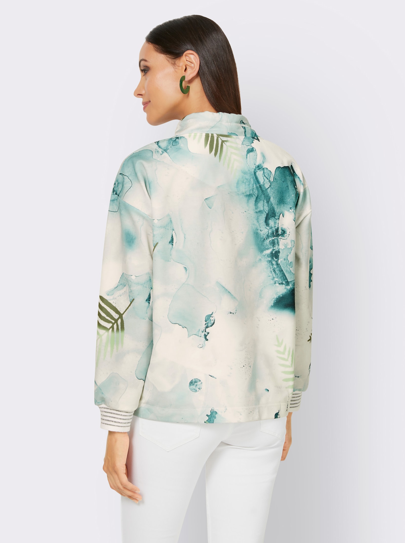 heine Sweatshirt im Batik-Look - salbei-ecru-bedruckt
