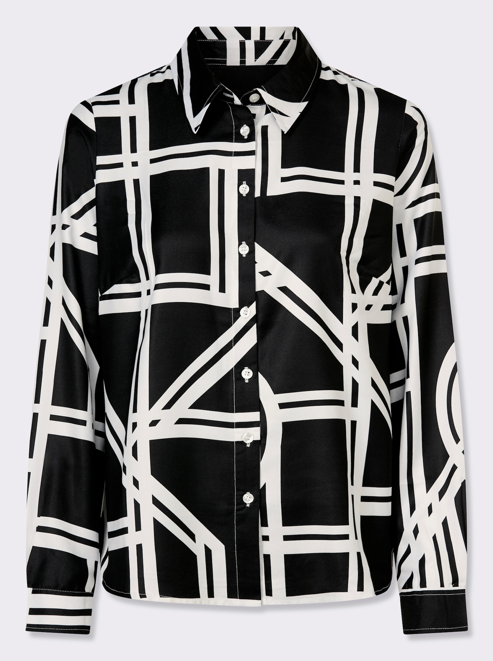 heine Druckbluse mit grafischem Dessin - schwarz-ecru-bedruckt