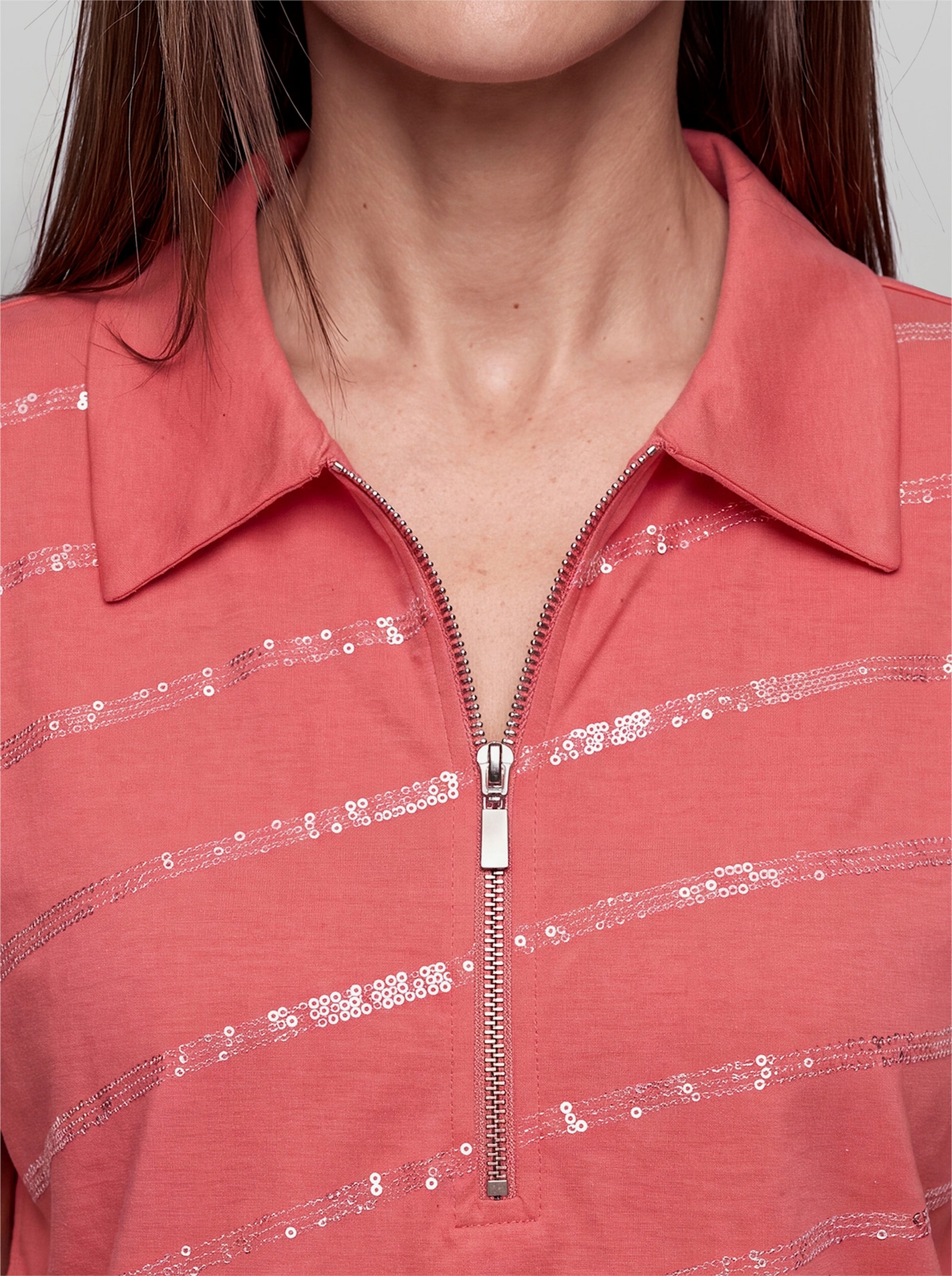 heine Sweatshirt mit Pailletten - koralle