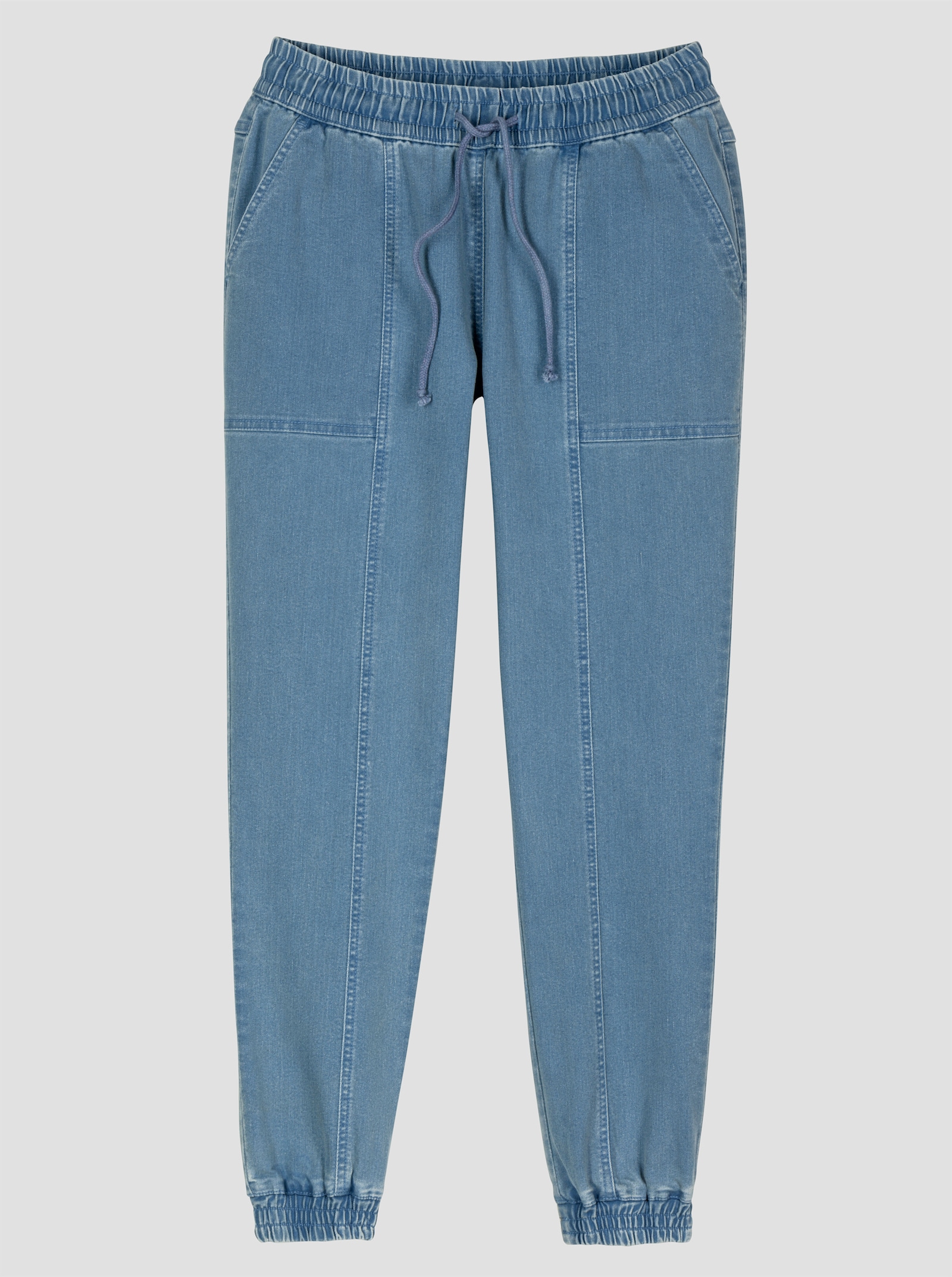 7/8-jeans met elastische boordjes aan de zoom - blue-bleached