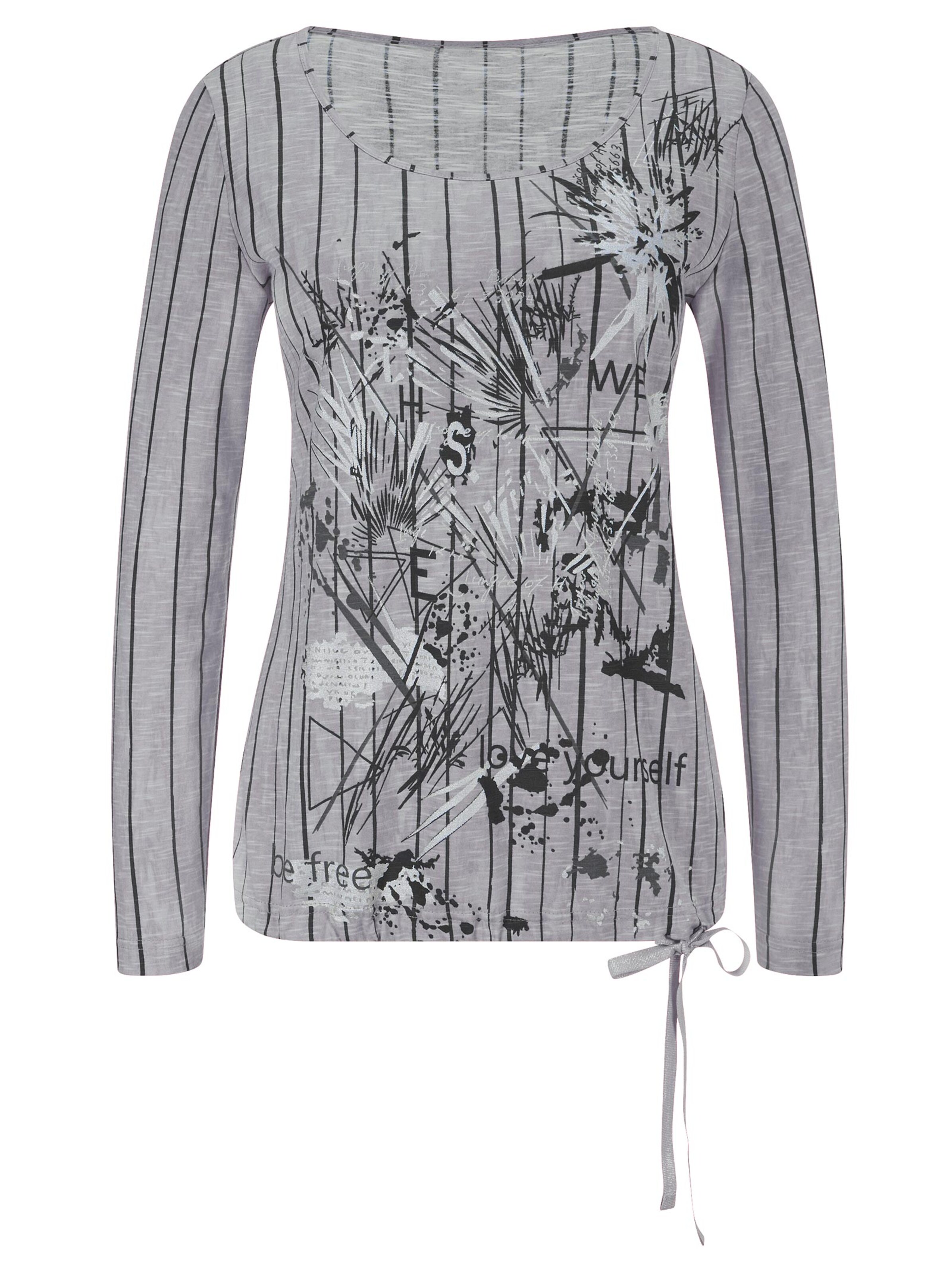 Shirt - weiß-grau-bedruckt