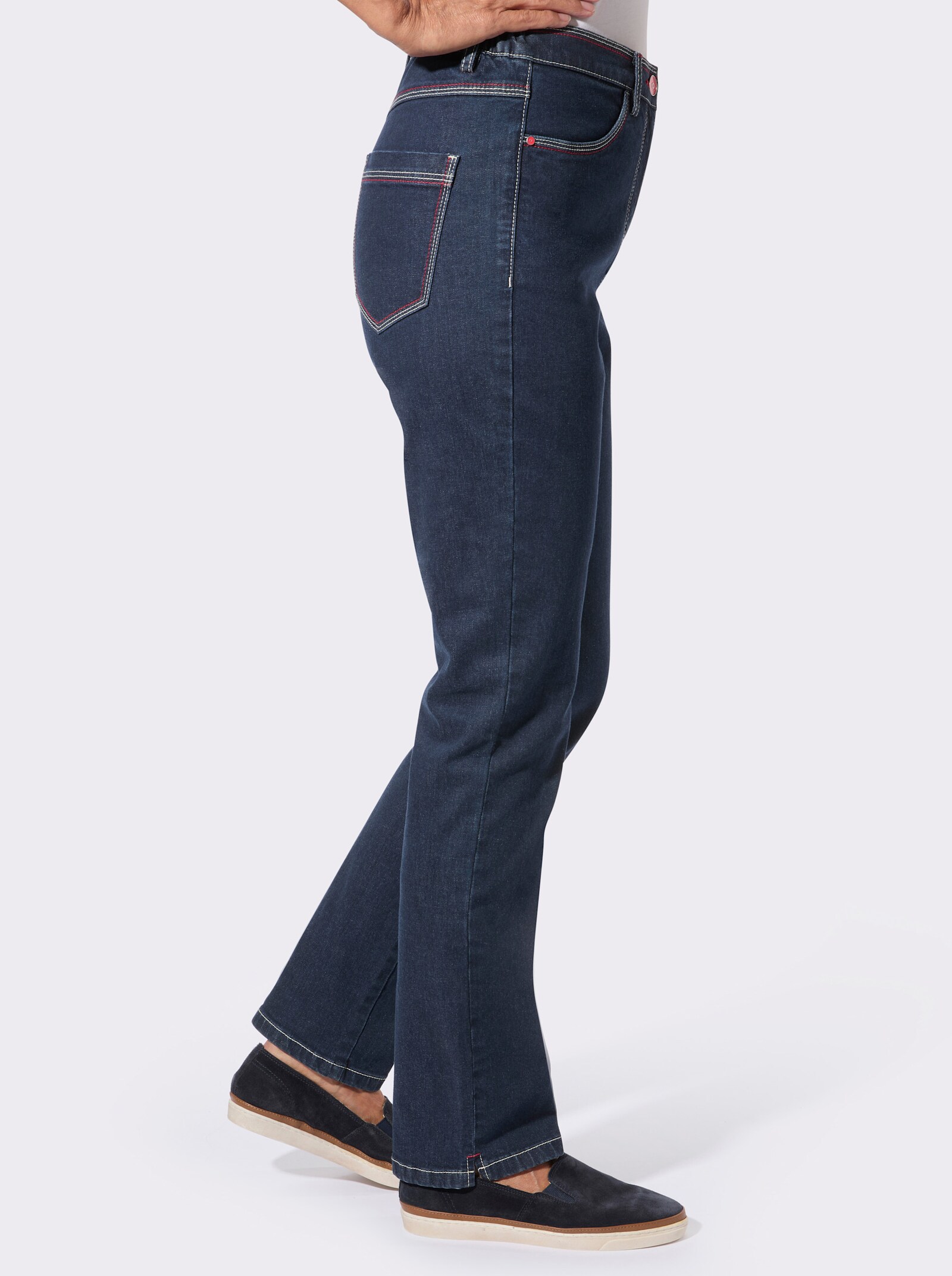 Jeans mit farbigen Nieten - dunkelblau