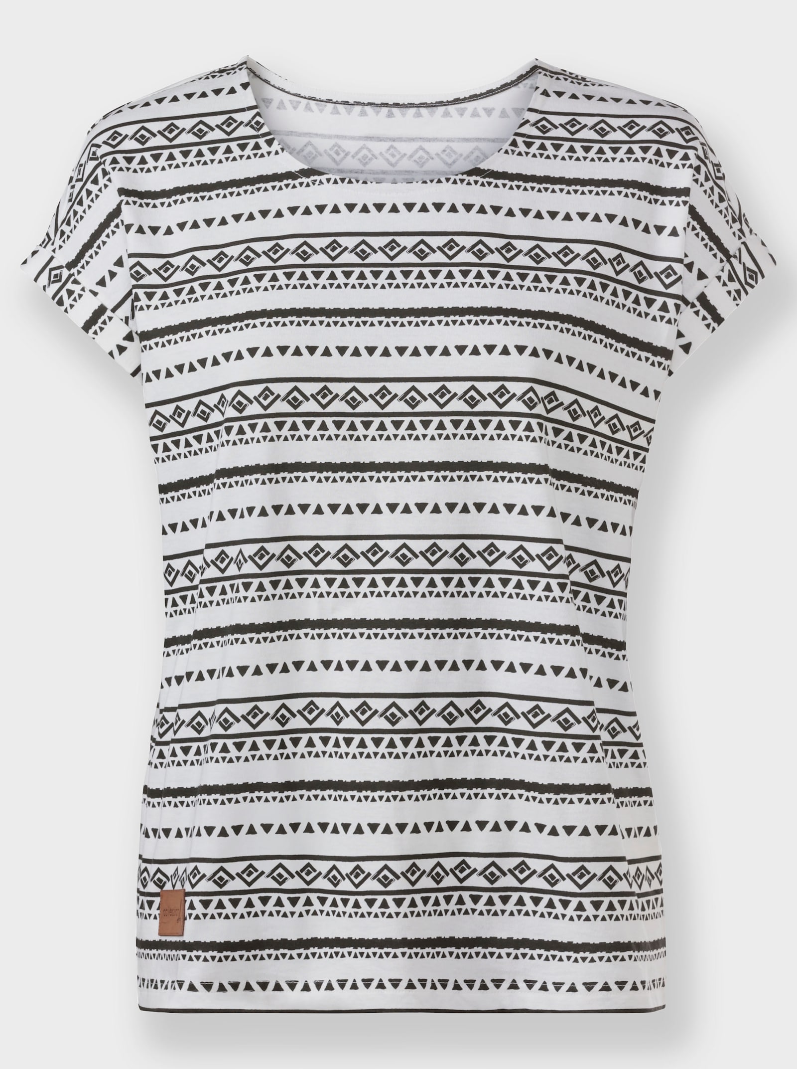 Print-Shirt mit Rundhals-Ausschnitt - ecru-schwarz-bedruckt