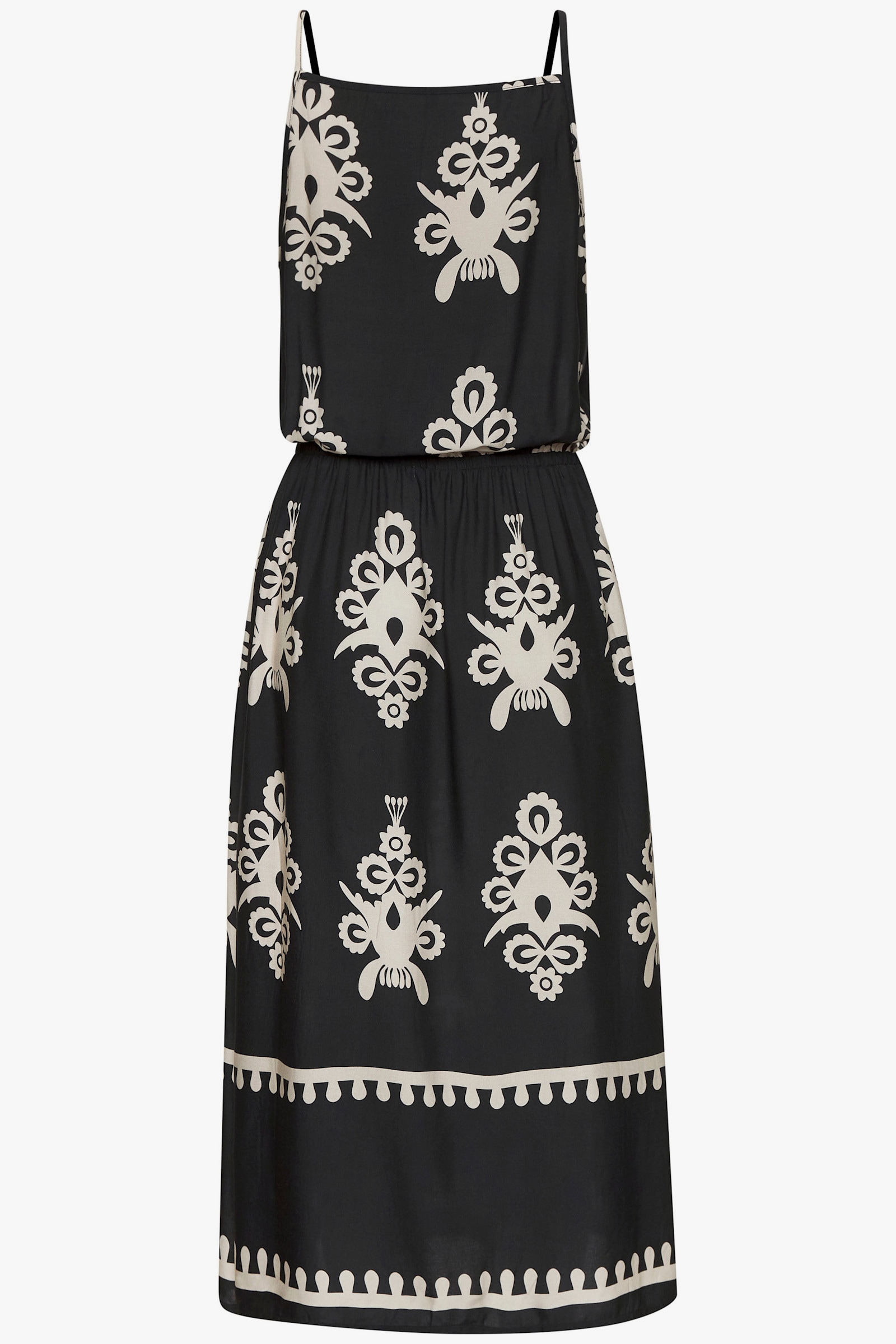 LASCANA Midikleid - schwarz-sand bedruckt