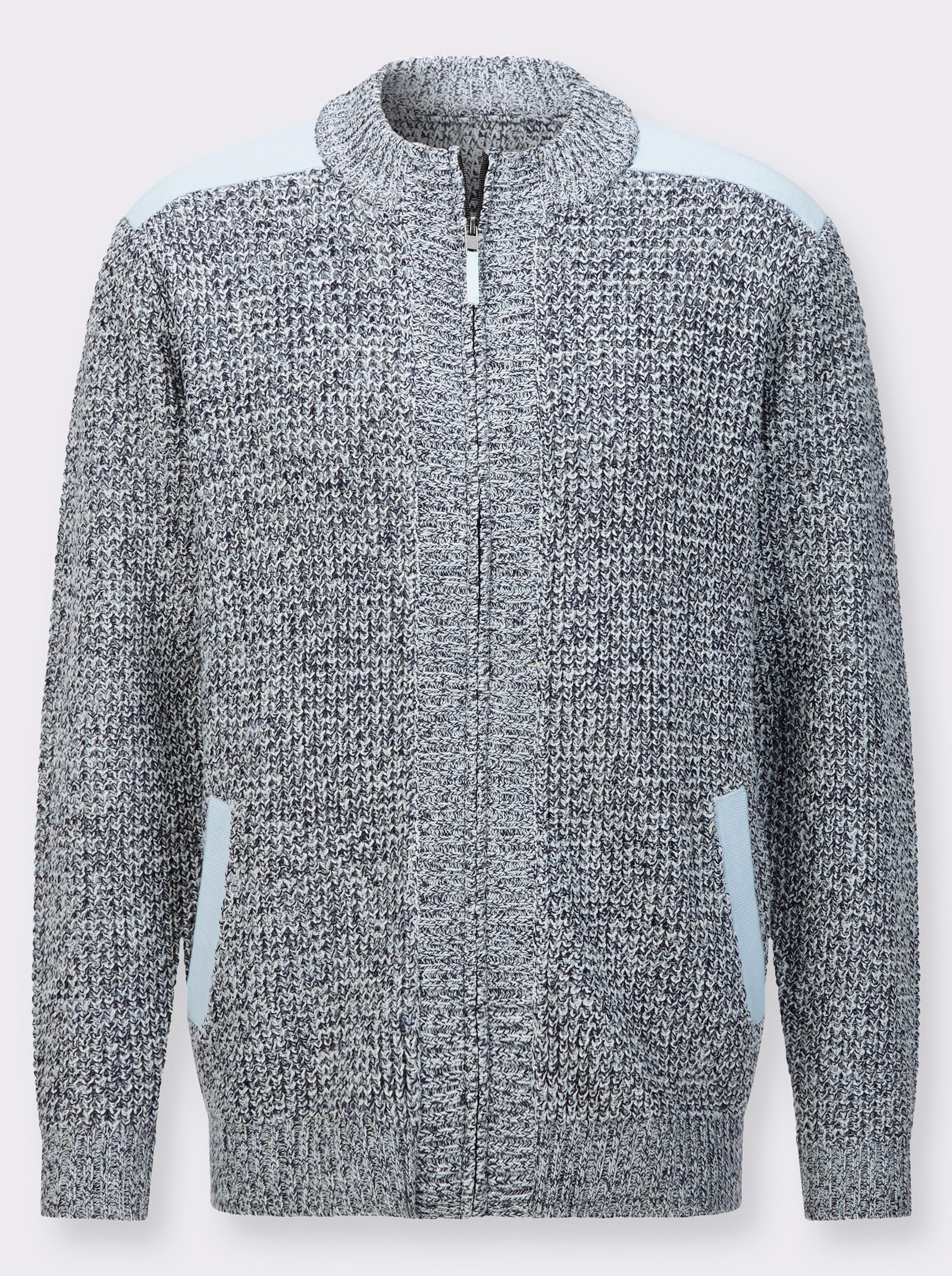 Strickjacke aus Melange-Strick - marine-meliert