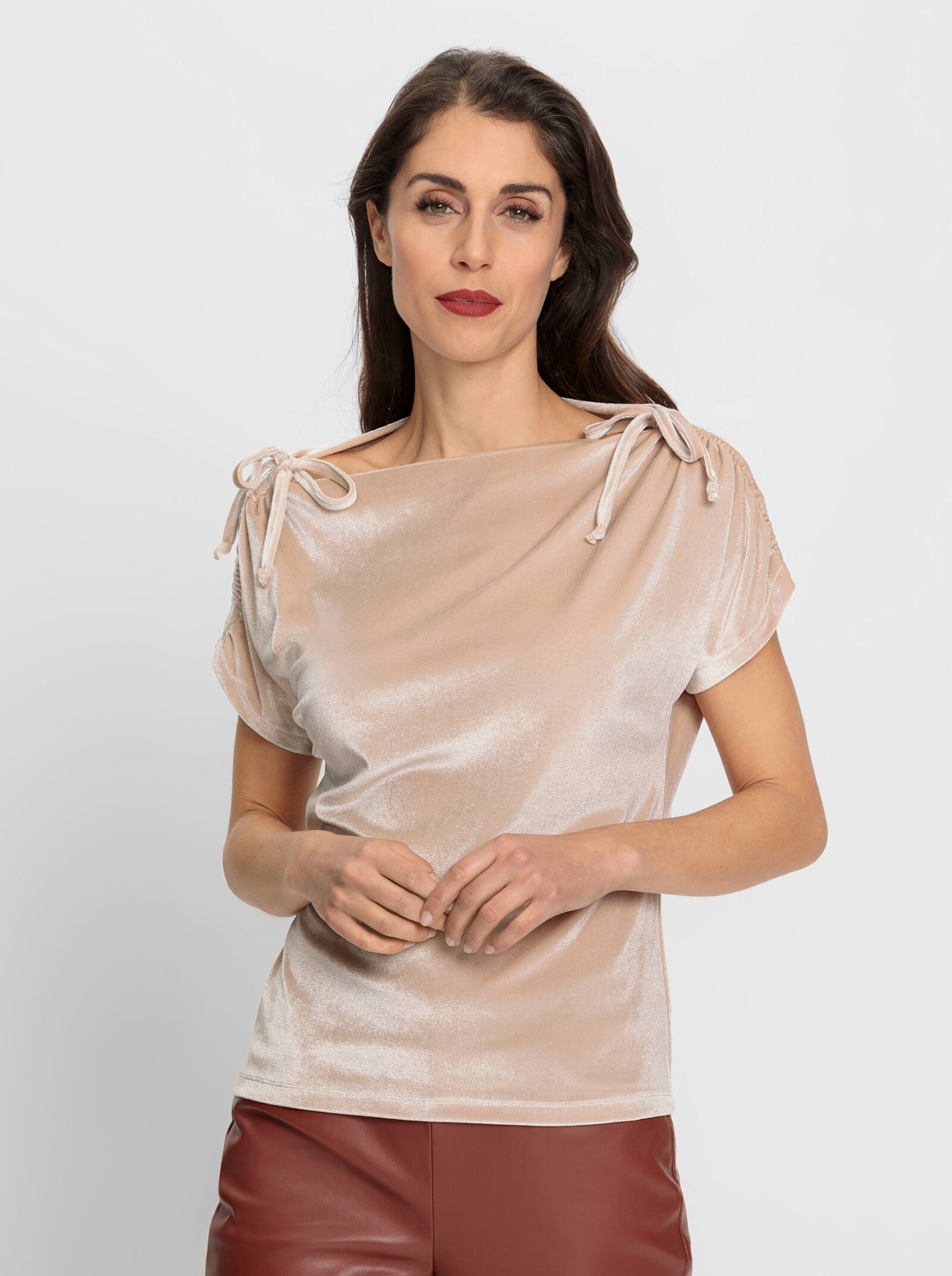 heine Shirt met korte mouwen en gerimpelde schouders - ivoorkleur