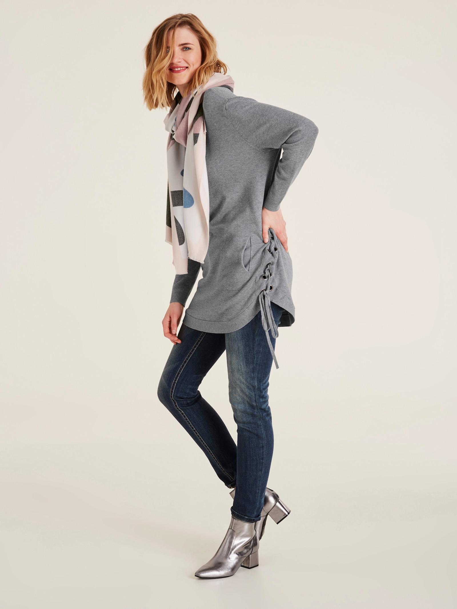 heine Longpullover im Oversized-Style - grau-melange