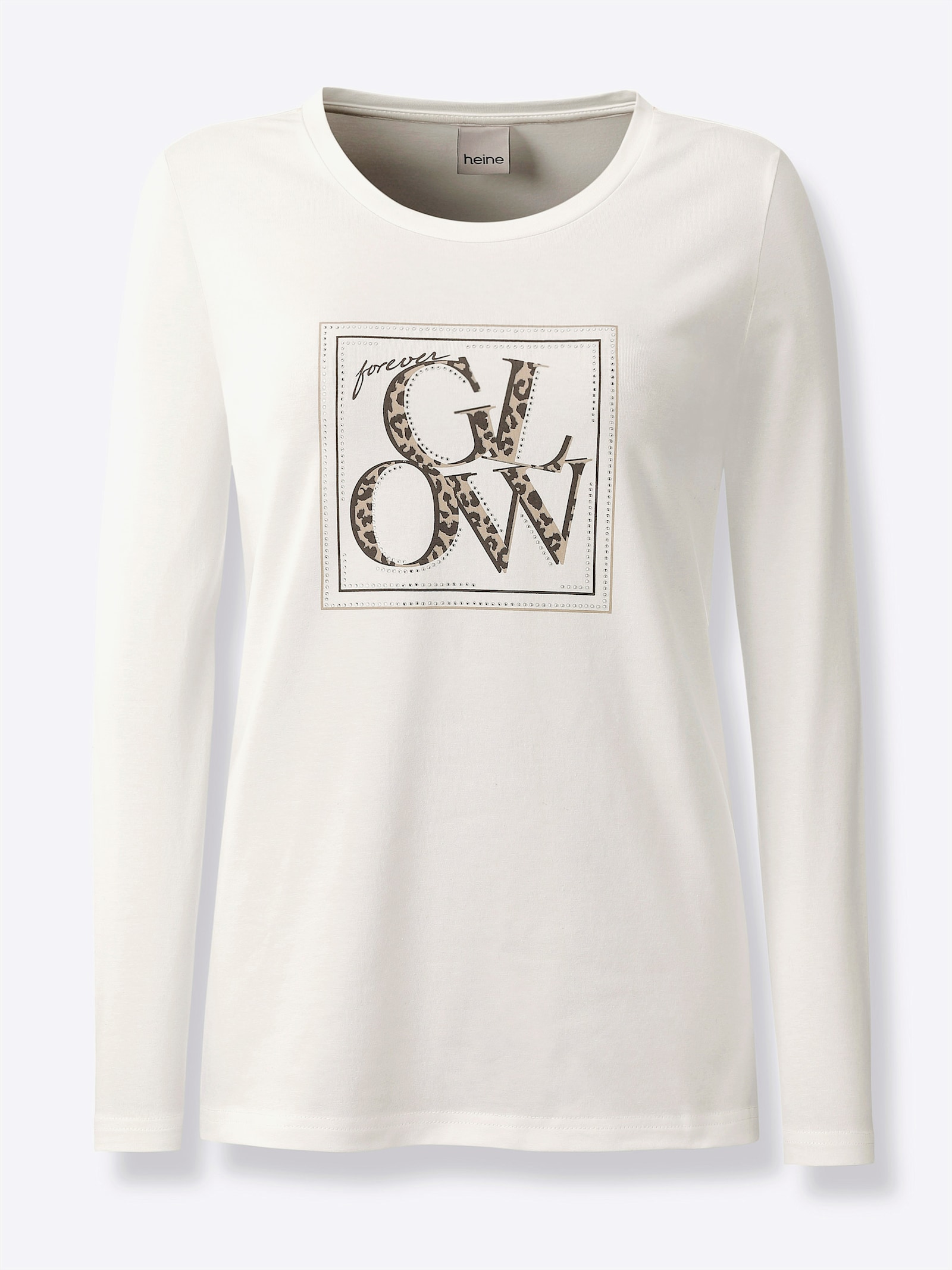 heine Print-Shirt mit Glitzersteinen - ecru