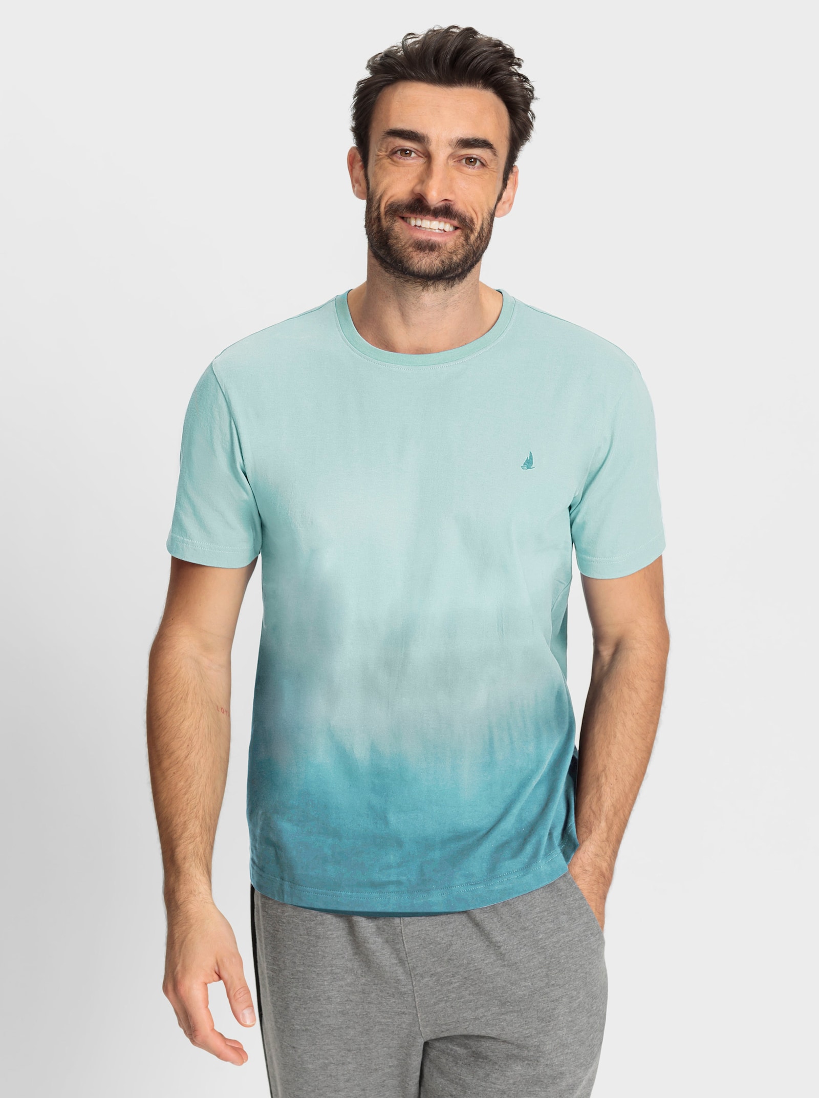 Catamaran Sports Freizeitshirt mit Farbverlauf rundum - kalkmint