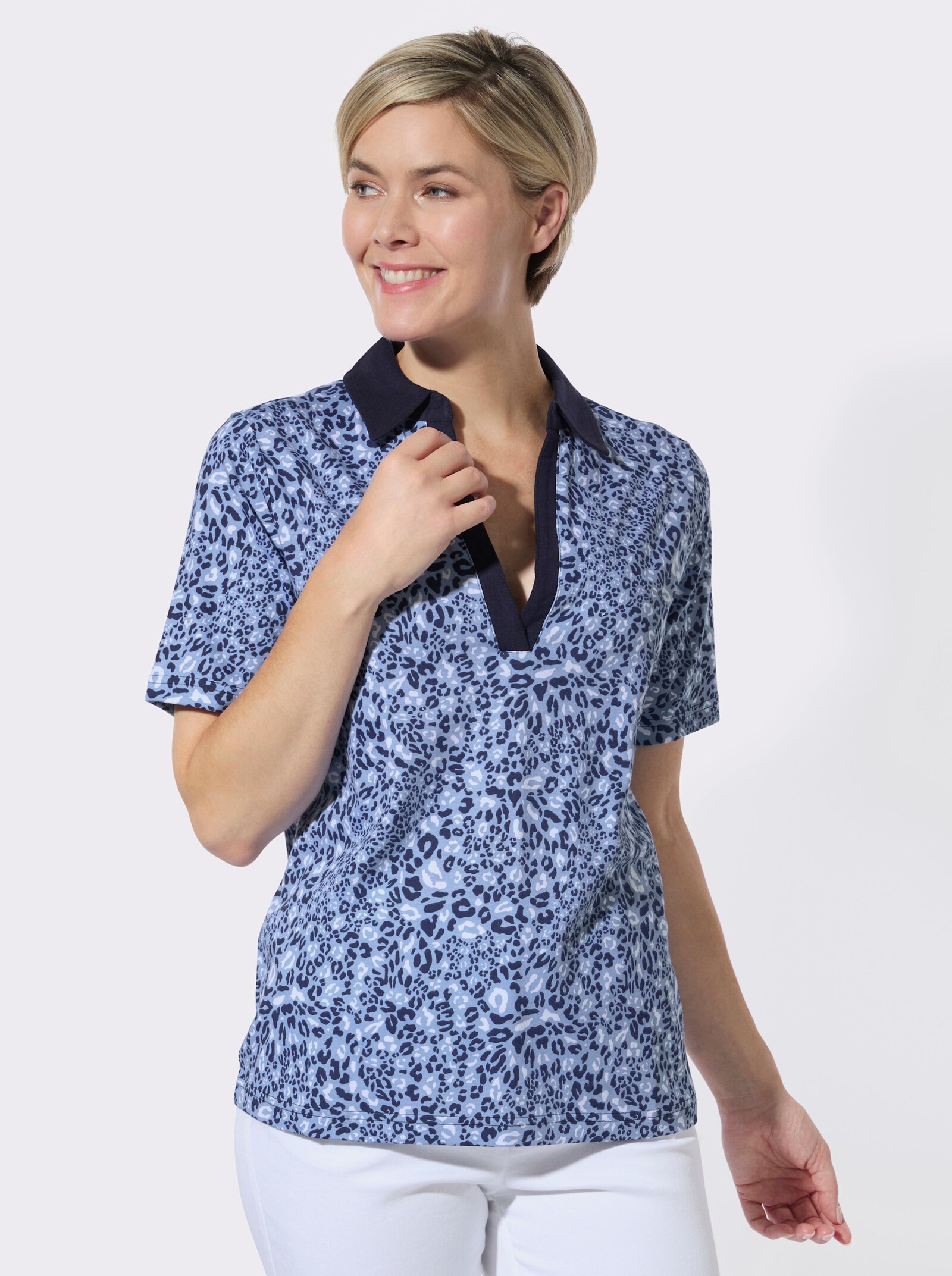 Poloshirt im Animal-Dessin - bleu-marine-bedruckt