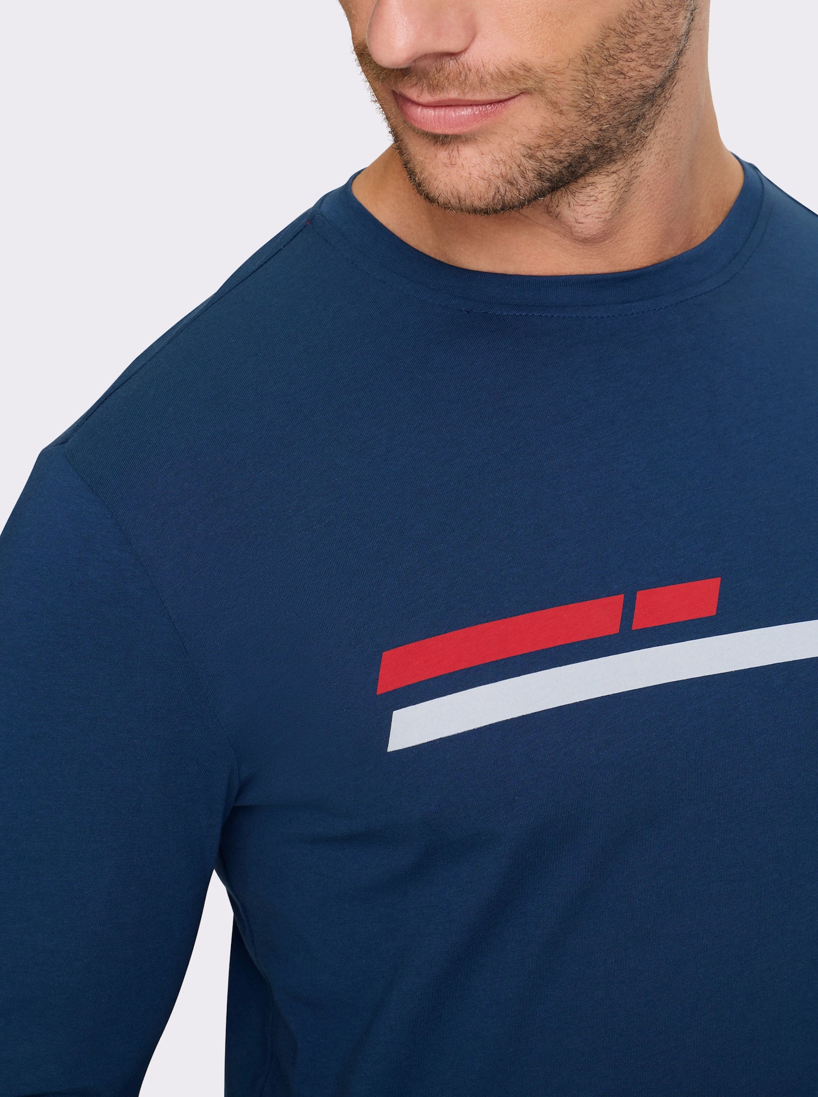 Catamaran Langarmshirt mit Streifen-Print vorne - dunkelblau