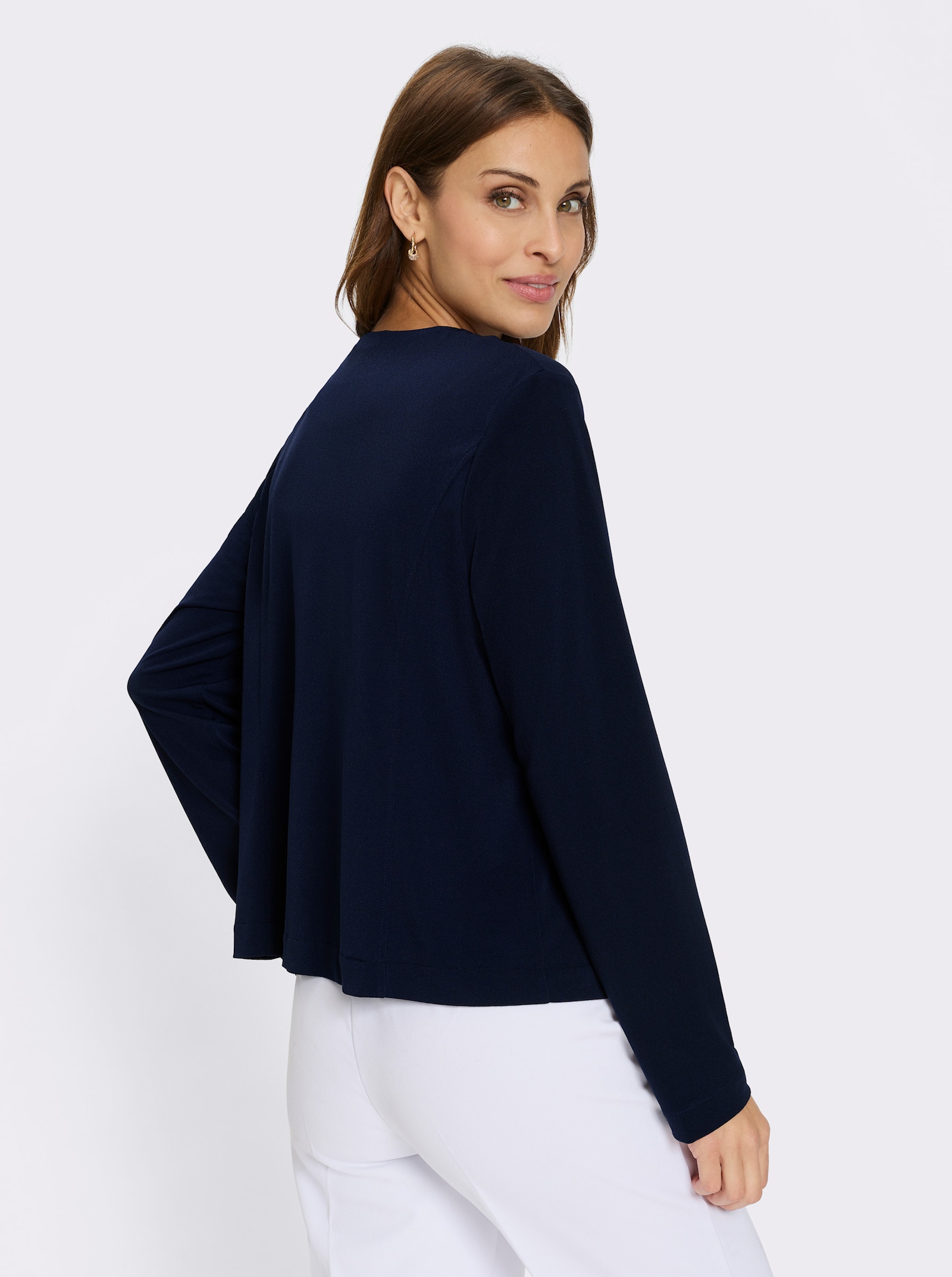 Jerseyblazer mit Zierperlen - marine