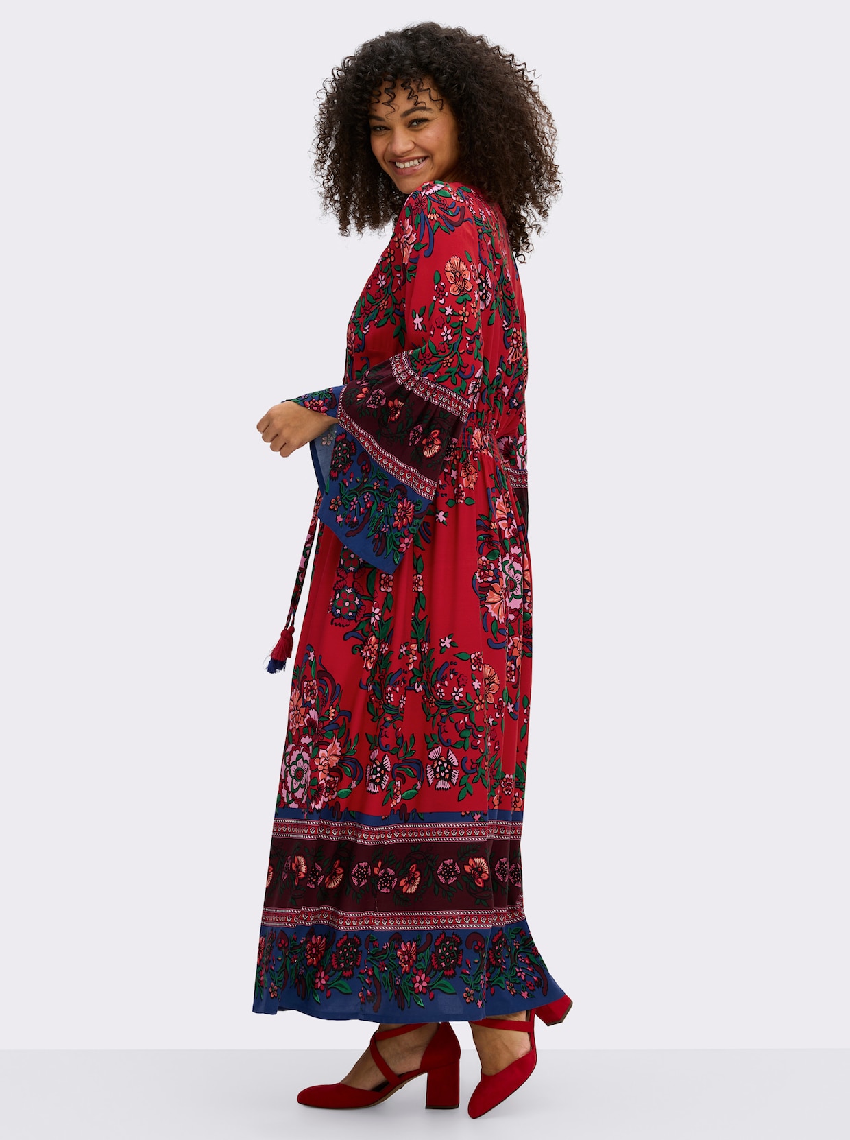 sheego by Joe Browns Maxi-jurk in boho-stijl - rood/bordeaux gedessineerd