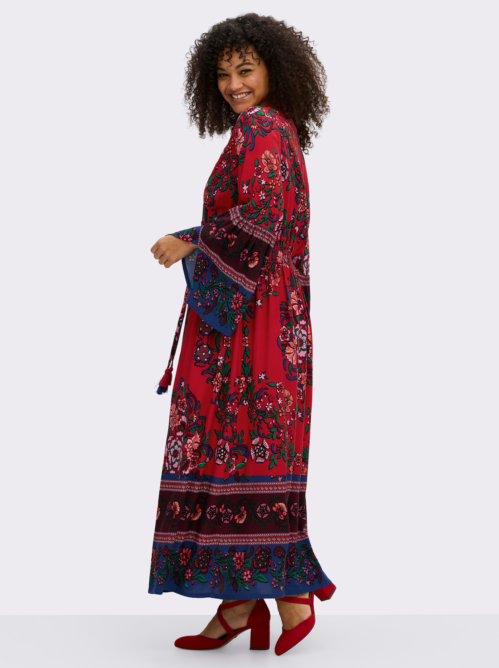 sheego by Joe Browns Maxikleid im Boho-Stil - rot-burgund-gemustert