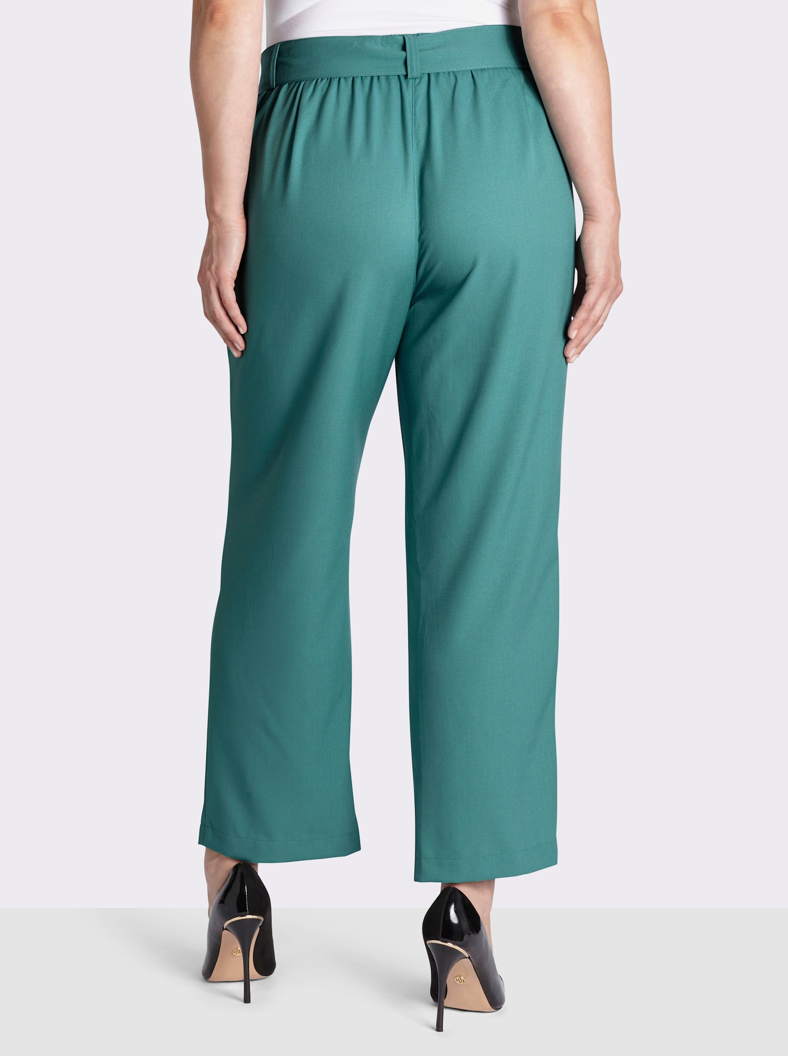 Palazzohose mit Bindegürtel - türkis