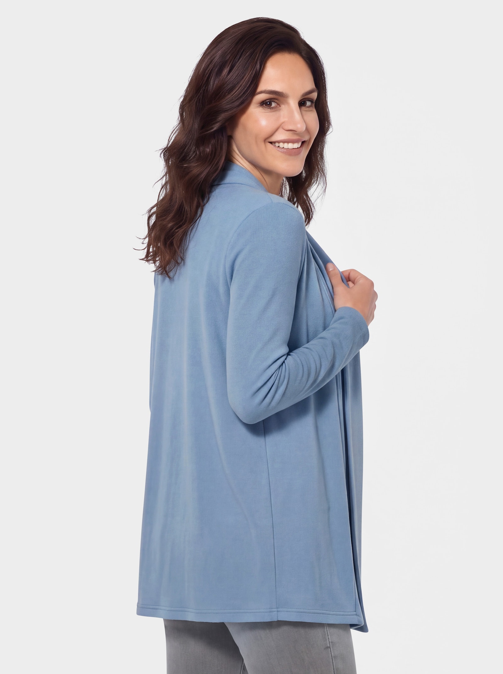 Shirtjacke in Feinstrick-Optik - bleu