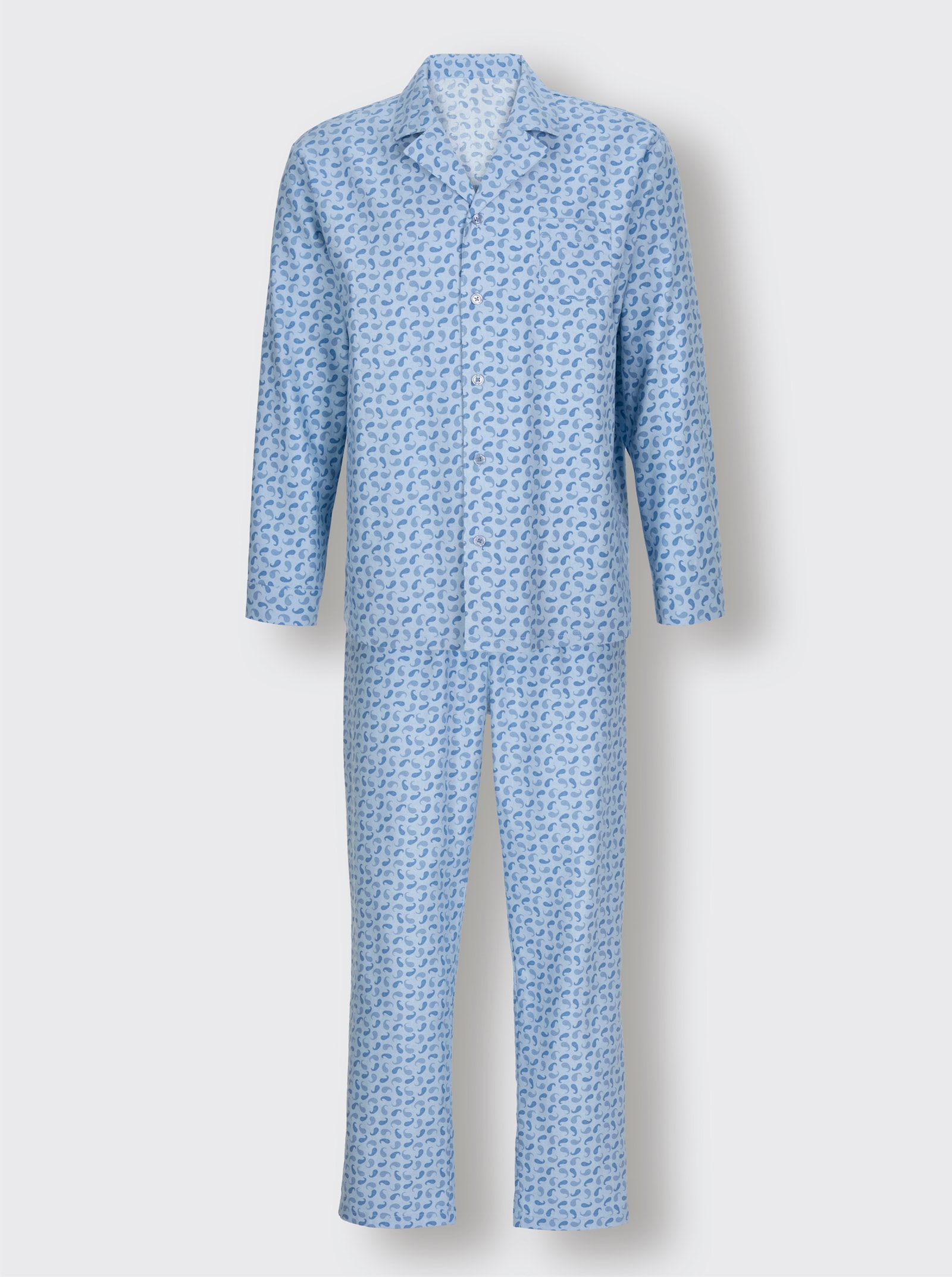 KINGsCLUB Schlafanzug in Finette-Qualität - hellblau-gemustert