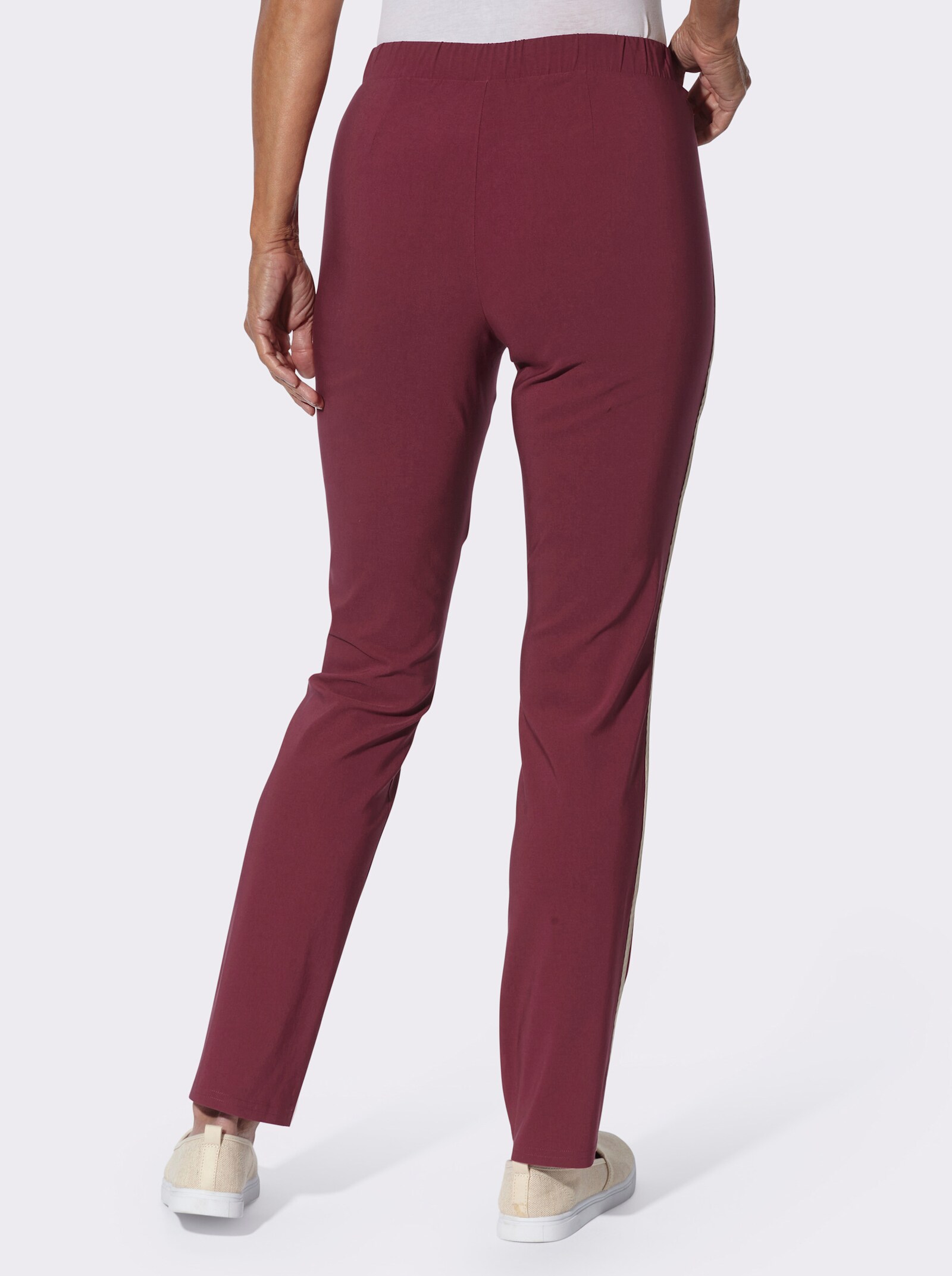 Bengalinhose mit seitlicher Kontrastpaspel - bordeaux-sand