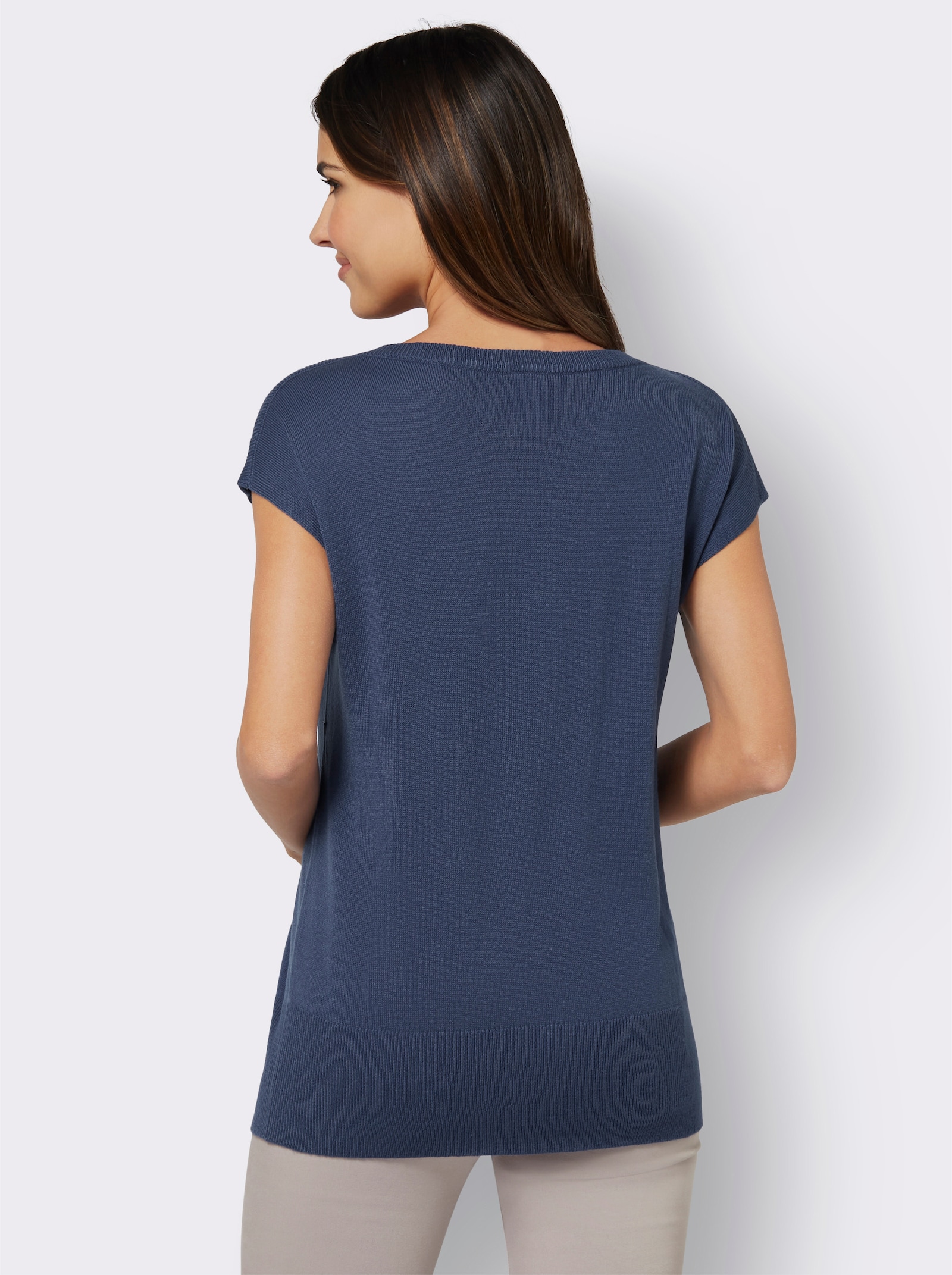 Pullunder mit U-Boot-Ausschnitt - jeansblau