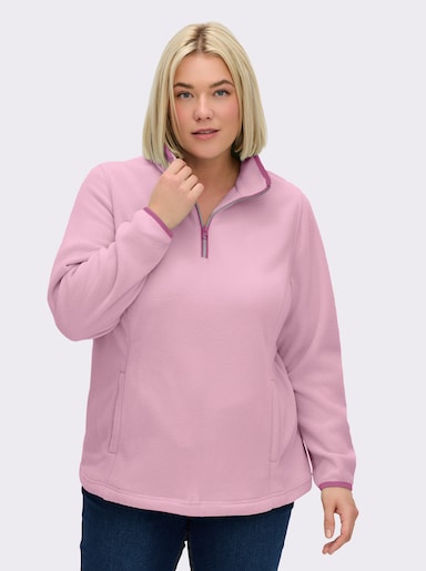 Fleeceshirt mit Stehkragen - rosé