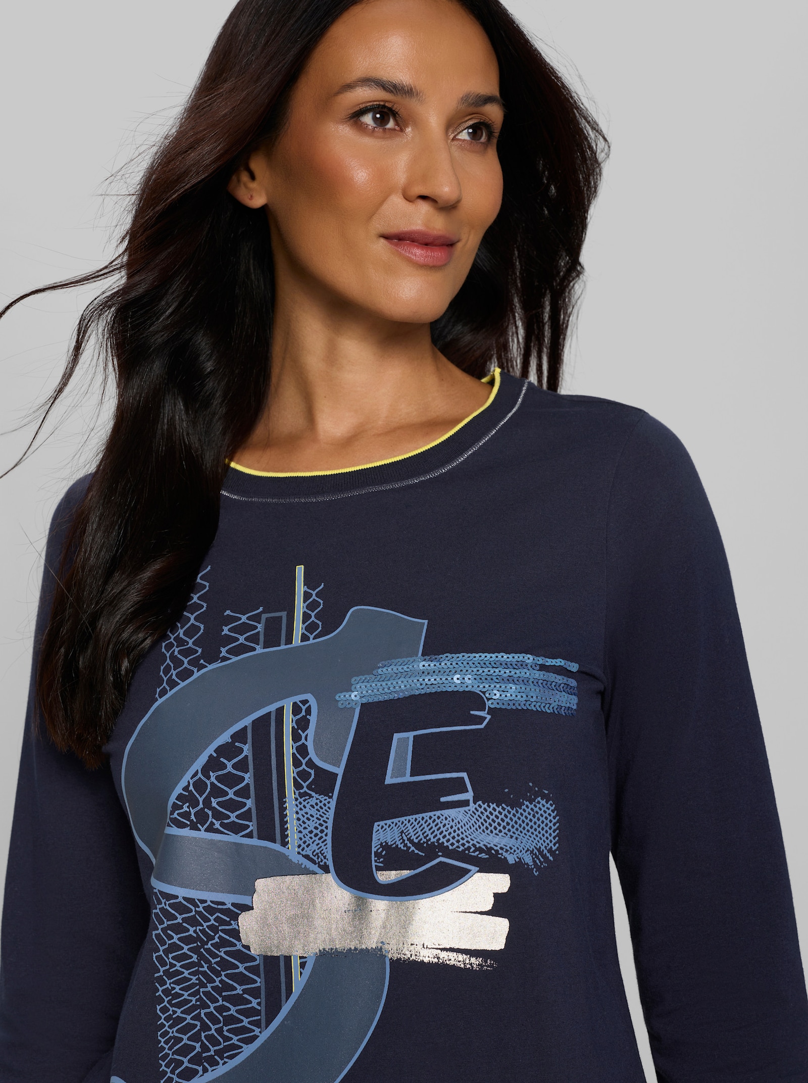 heine Langarmshirt mit Folienprint - marine