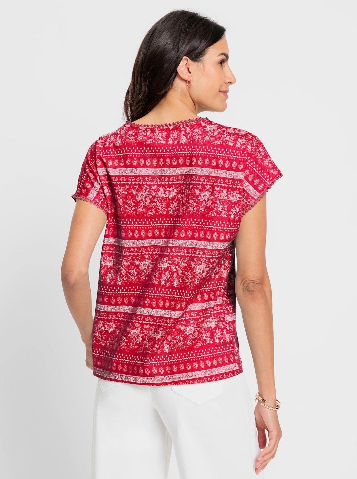 Print-Shirt - erdbeere-ecru-bedruckt