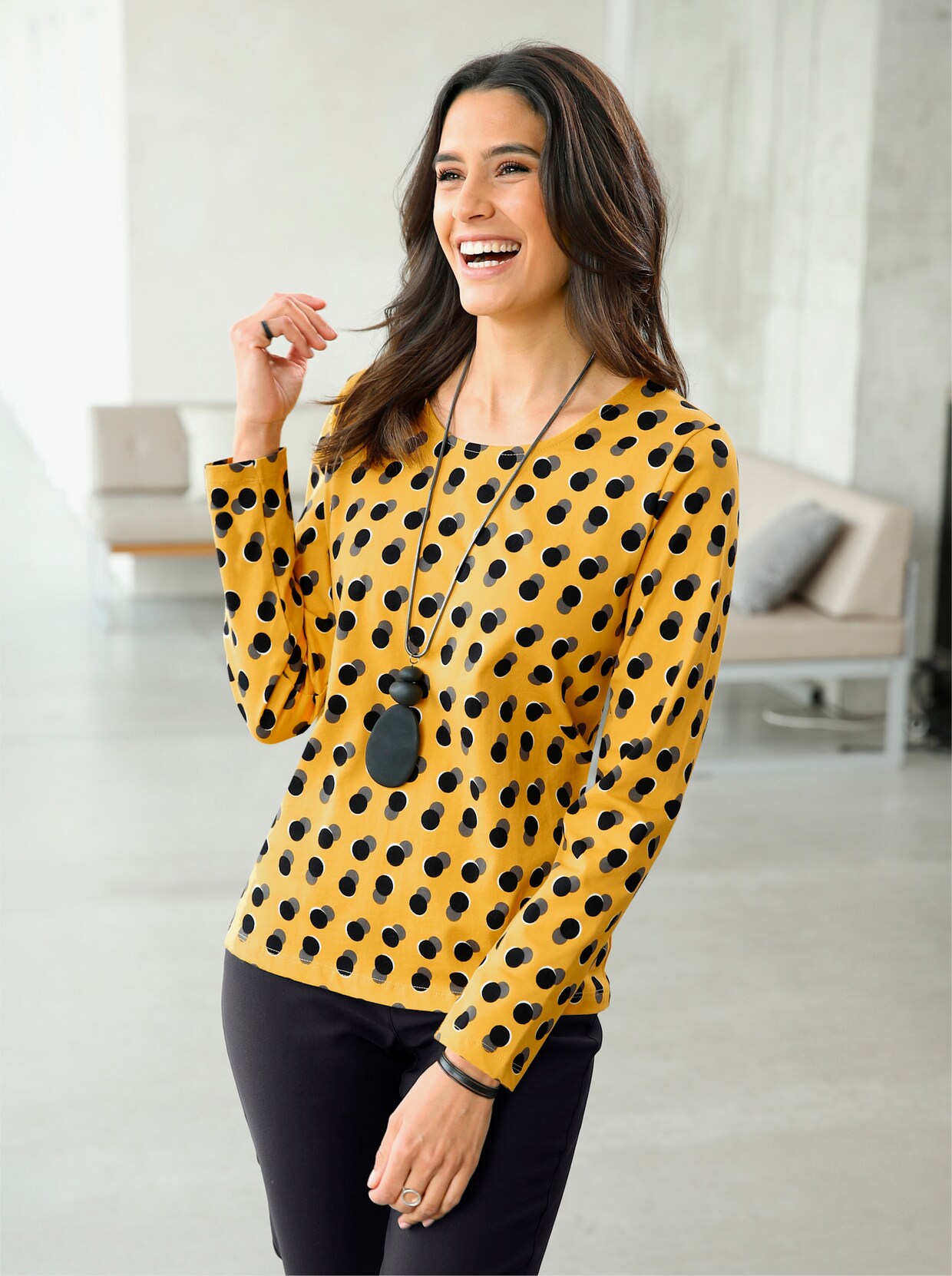 Print-Shirt - ocker-bedruckt