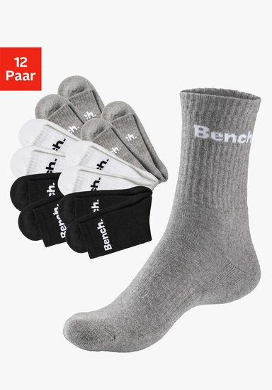 Bench. Tennissocken - 4x schwarz, 4x weiß, 4x grau-meliert