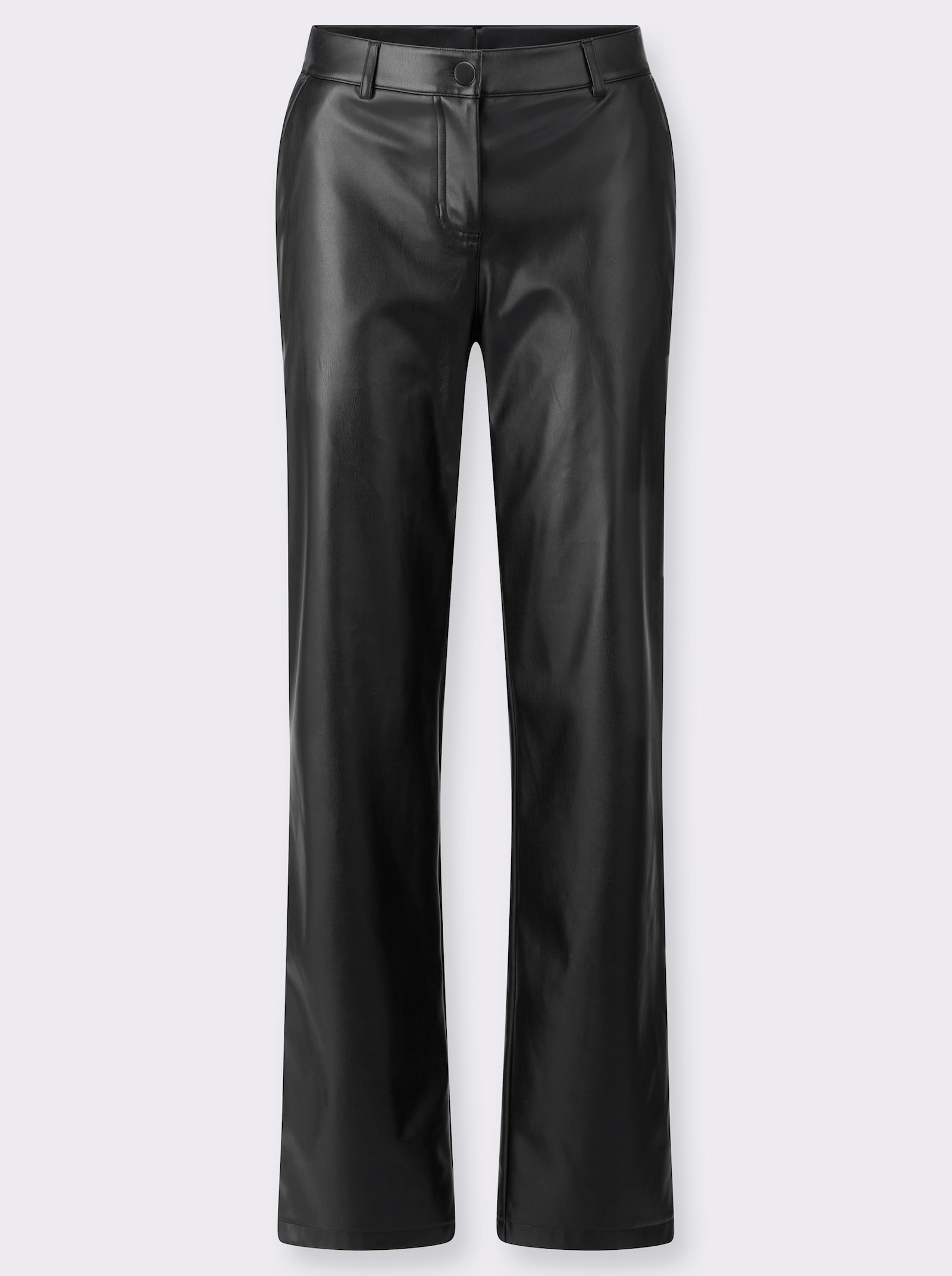 Lederimitathose mit weitem Bein - schwarz