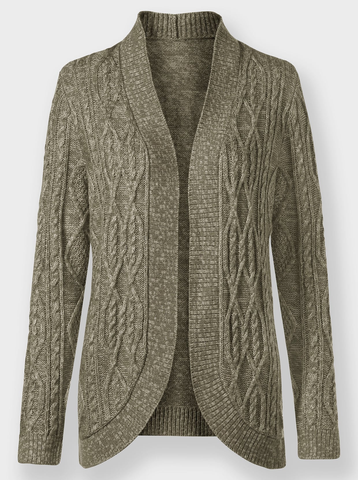 Strickjacke - khaki-meliert