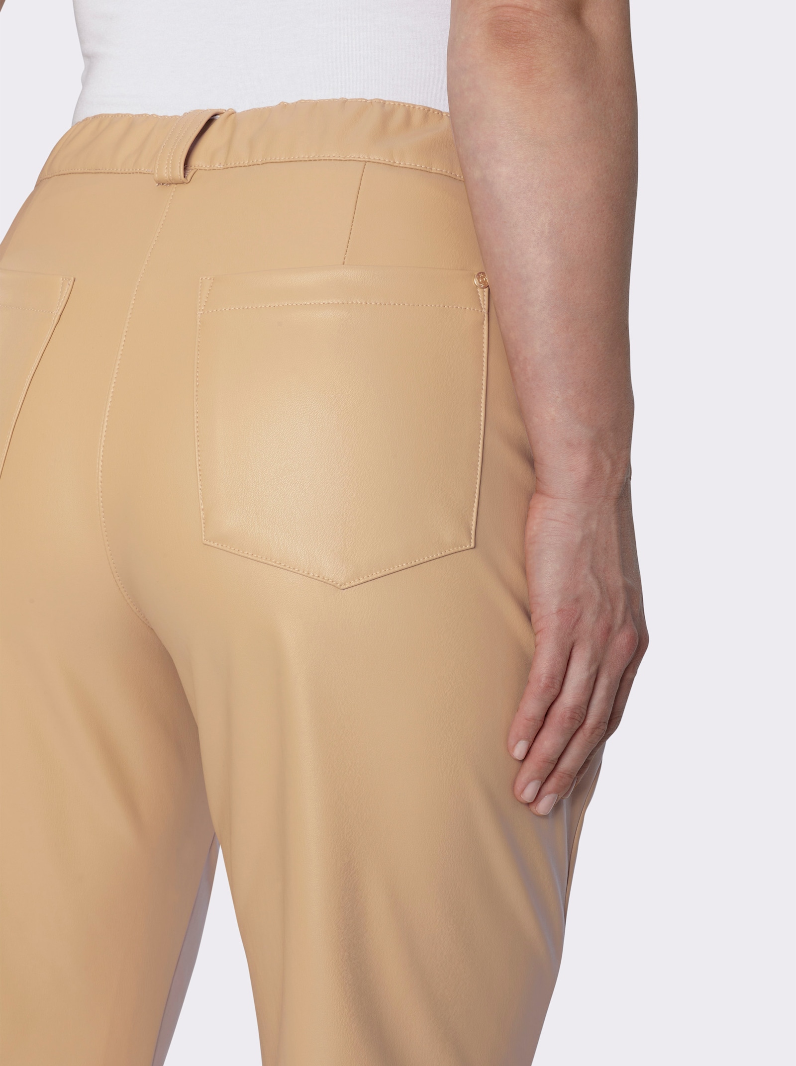 sheego Bootcuthose aus Lederimitat - camel