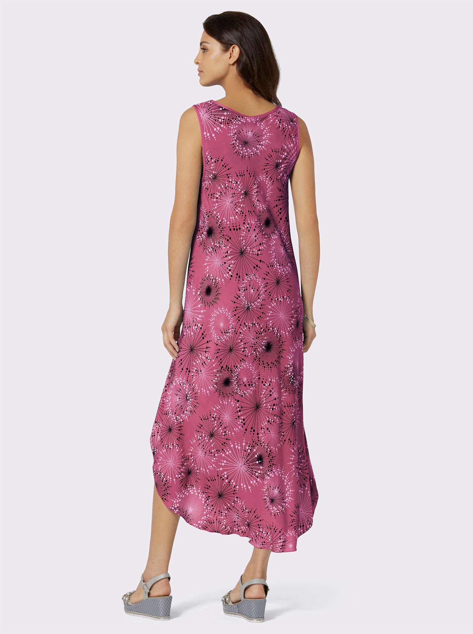 Šaty s potiskem s kvetinovým vzorem, volnejší strih - vínová-grafitová-potisk