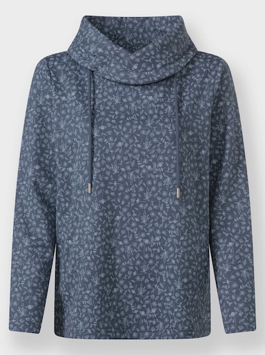 Sweatshirt mit überlappenden Rollkragen - rauchblau-bleu-bedruckt