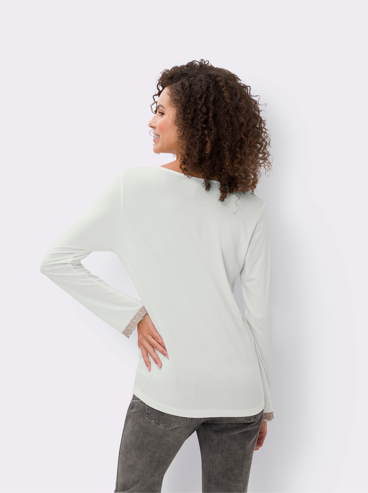 heine Shirt met V-hals - ecru